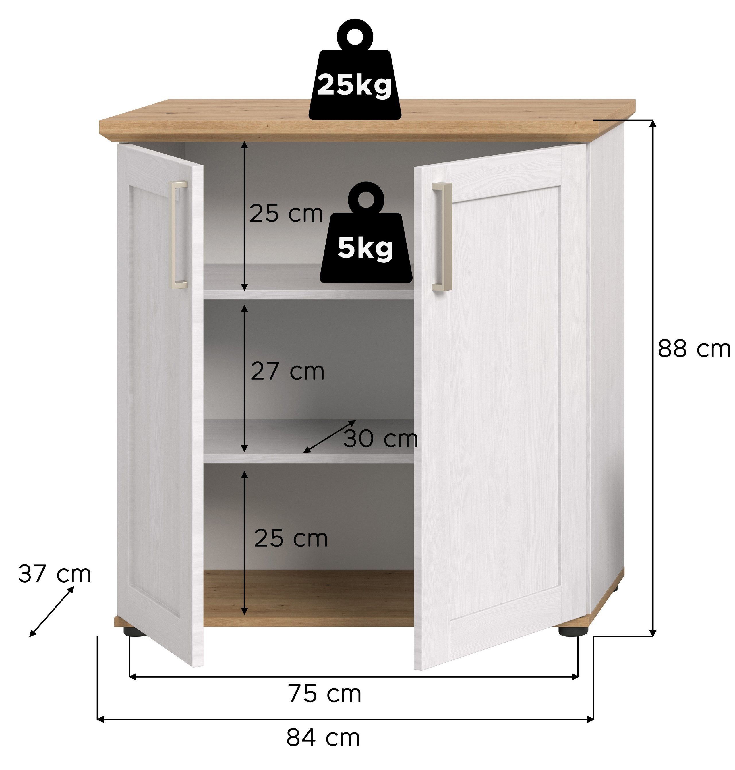 Newroom Highboard Sibiu Lärche 84 cm, Highboard Sibiu Lärche Modern Kommode Sideboard Wohnzimmer Anricht...