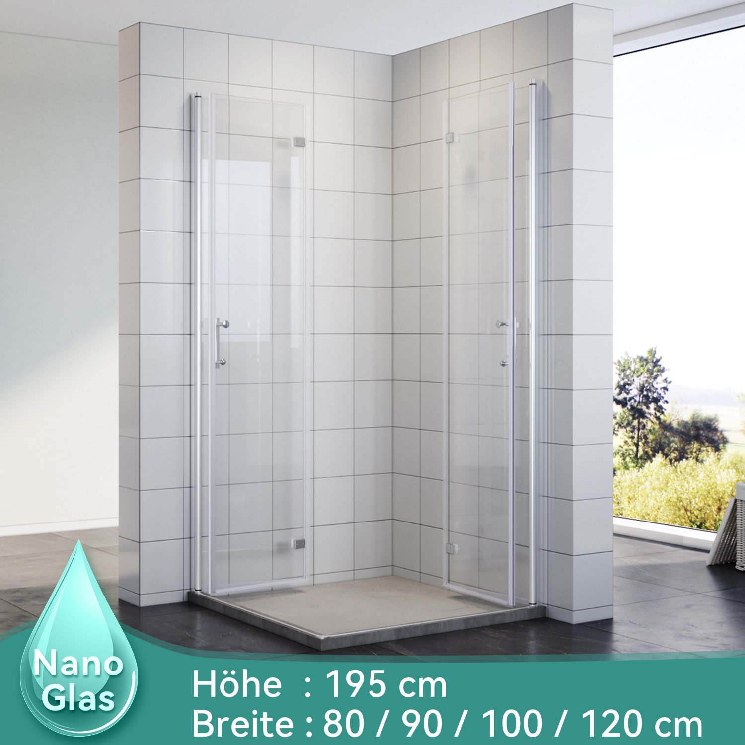 SONNI Eckdusche Duschkabine Eckeinstieg Bad Eckdusche Pendeltür Falttür 195 günstig online kaufen