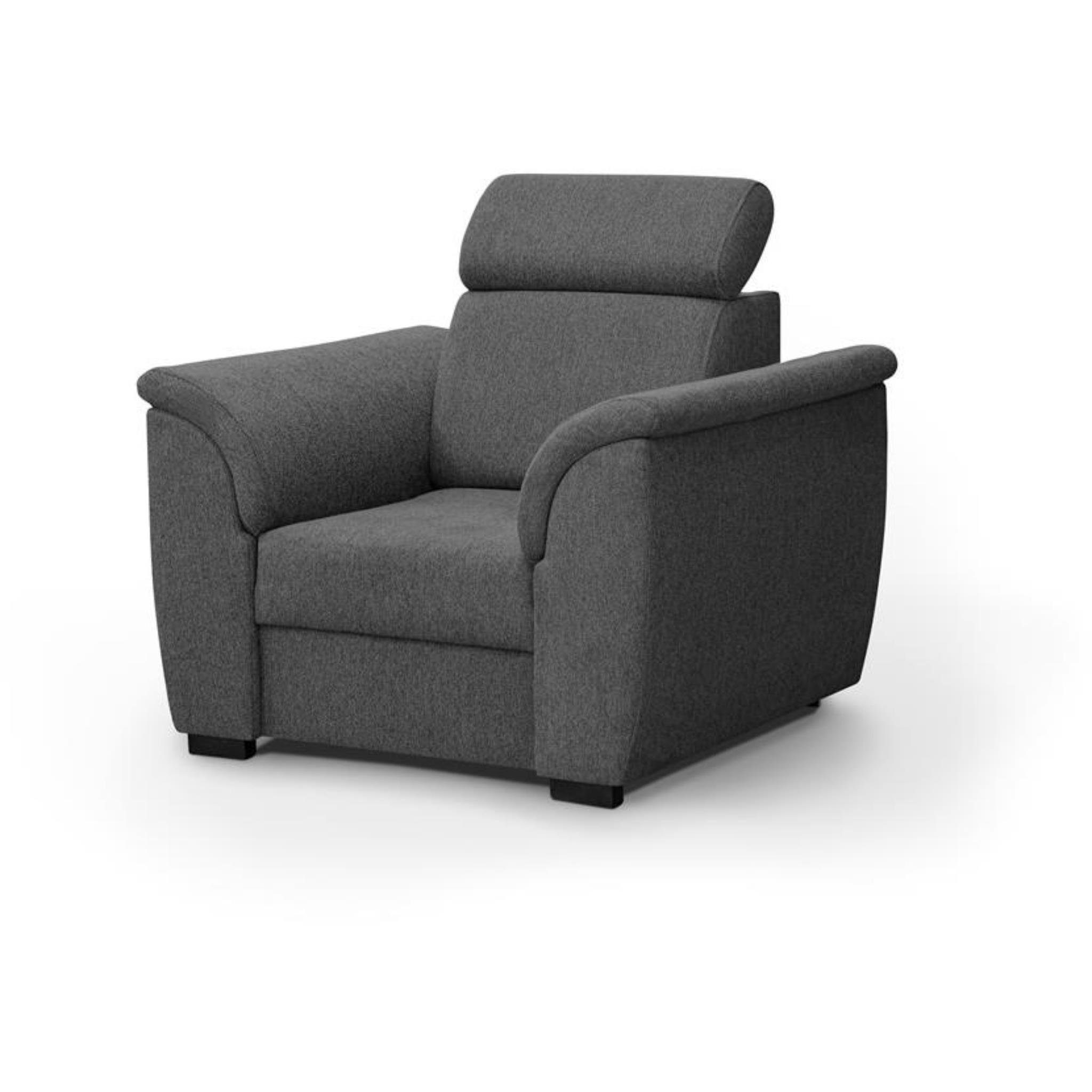Beautysofa Relaxsessel Madera (modern mit mit Sessel 05) Lounge verstellbare Kopfstütze (matana stilvoll Wellenfedern), Polstersessel Dunkelgrau