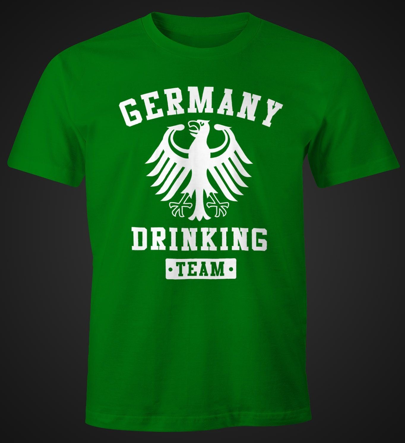 Moonworks® Germany T-Shirt mit Deutschland Print-Shirt Print grün Herren Drinking Team Fun-Shirt Adler Bier MoonWorks