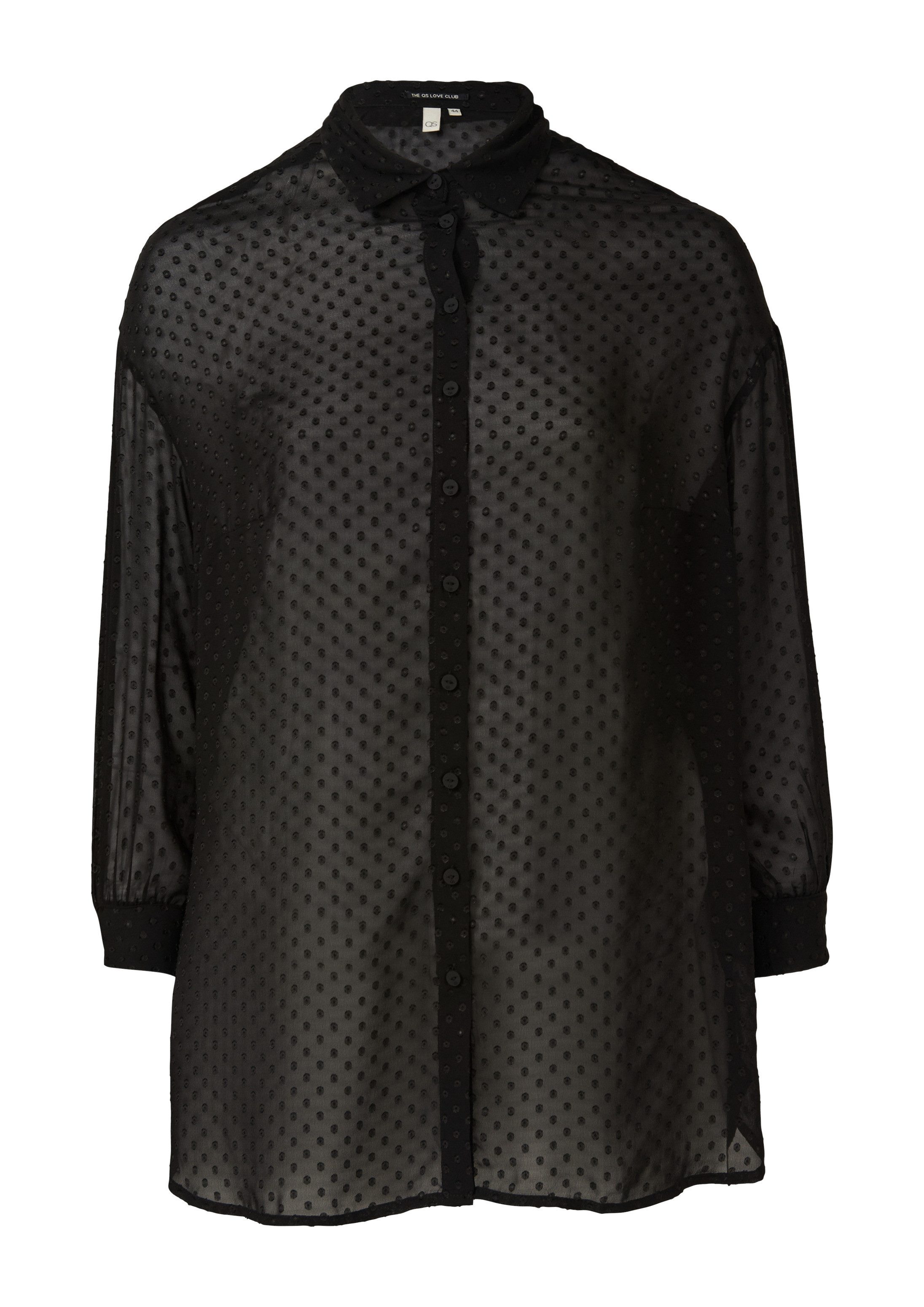 QS Langarmbluse Bluse Transparente Longbluse