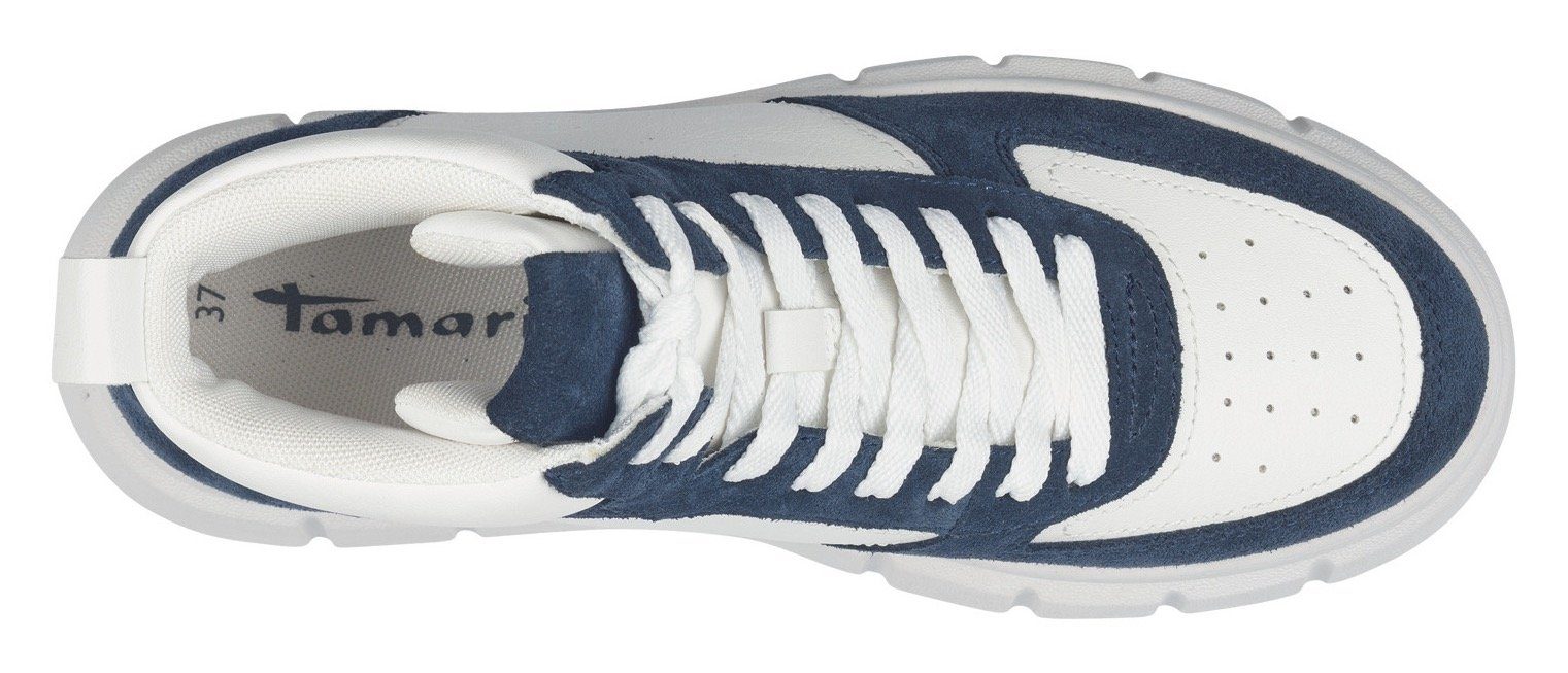 gepolsterten Schaftrand mit Tamaris Sneaker weiß-blau