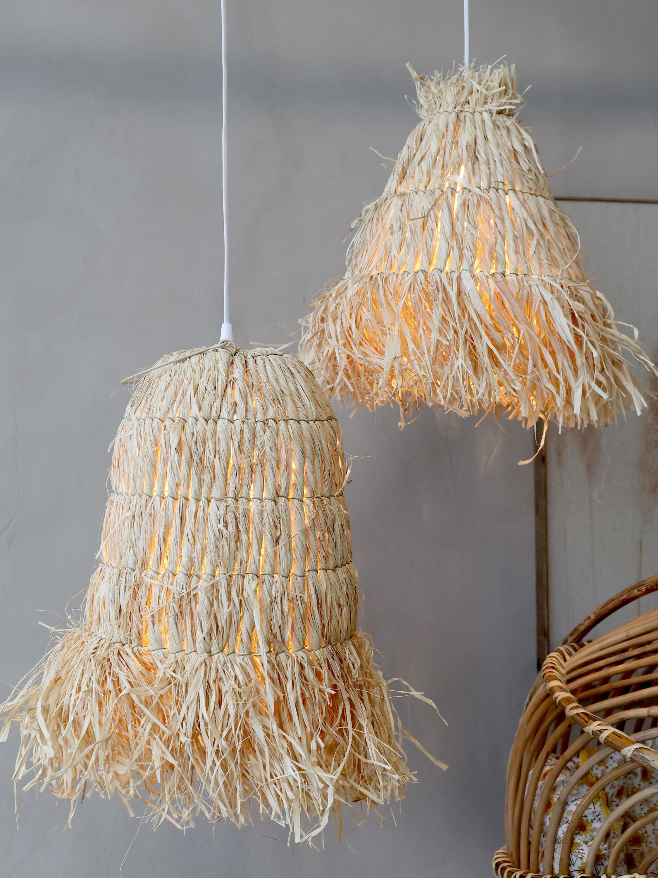 Chic Antique Hängeleuchte Chic Antique - Hängelampe Lampenschirm Geflochten Naturfarben Ø 28cm, Glühbirne E 27, ohne Leuchtmittel