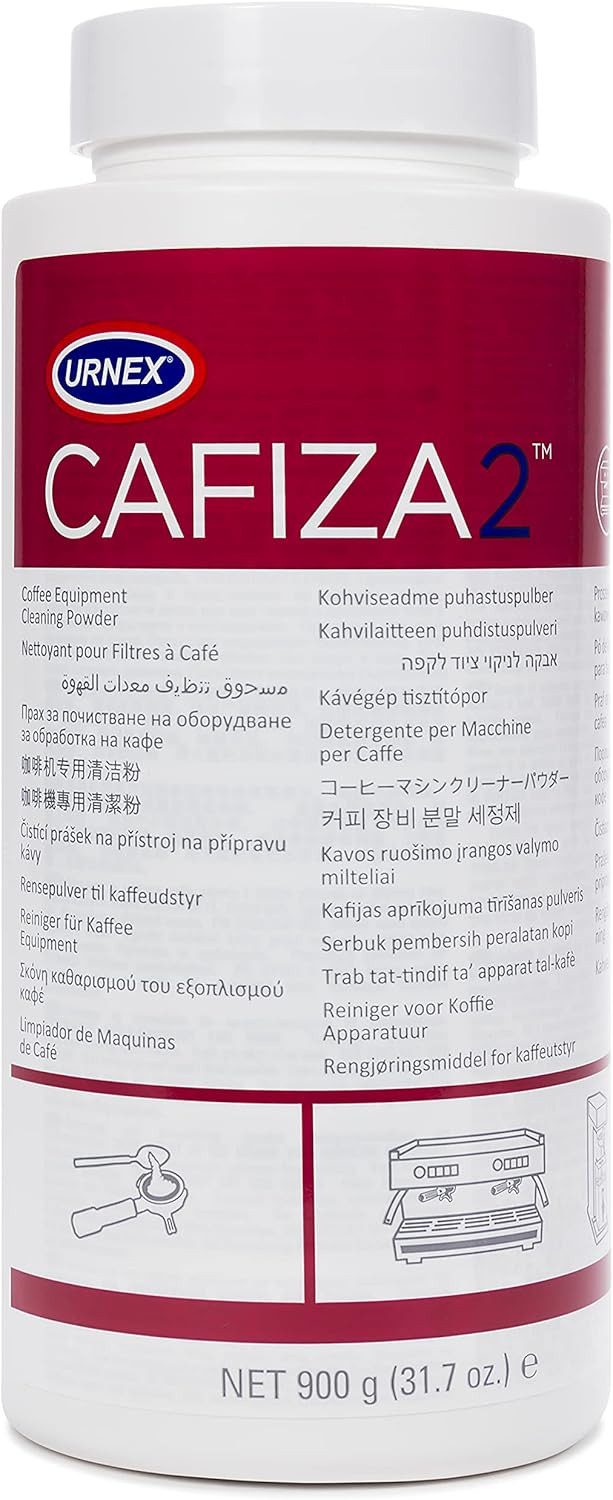 Urnex Cafiza Kaffeefettlöser (Packung, [- 1 Dose mit 900 g Inhalt, Kaffeevollautomat Reinigungspulver Geruchsneutralisierender Kaffeemaschinenreiniger)