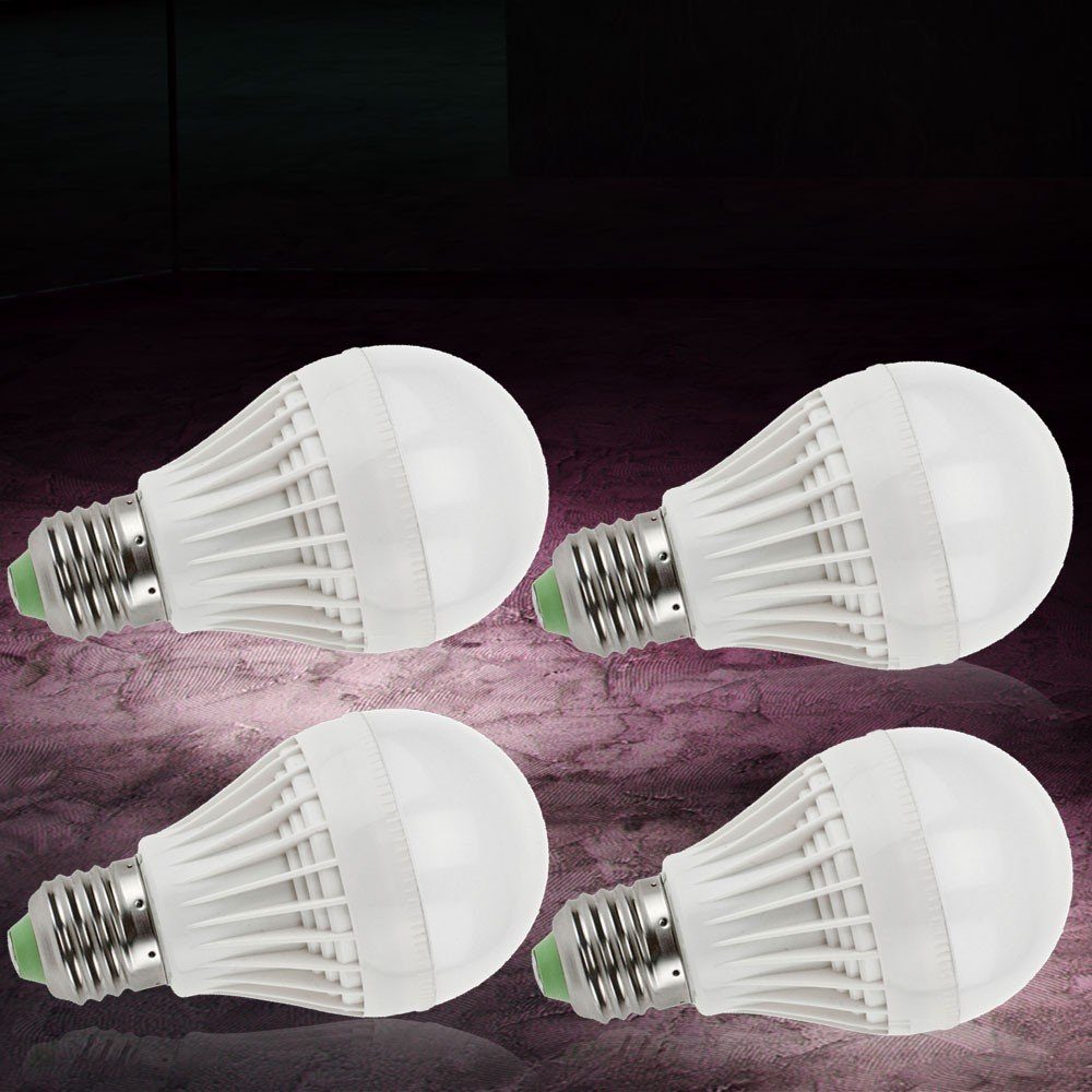 etc-shop LED-Leuchtmittel, 4er Set 5 Watt SMD-LED Leuchtmittel E27 Sockel warmweiß 350 lm 3000
