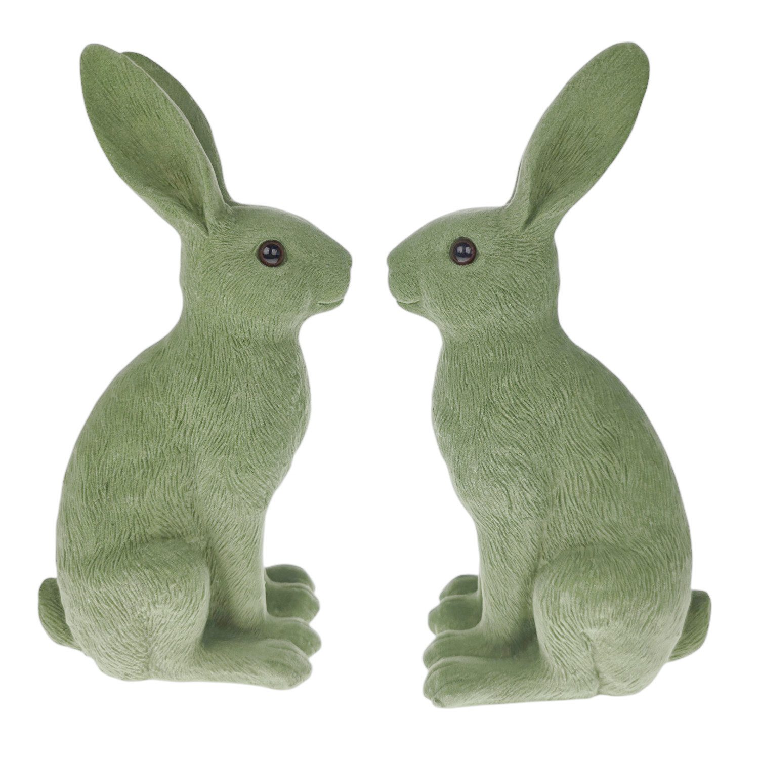 Macosa Home Osterhase 2er Set Grün Polyresin 26,5 cm Dekohase Hase Skulptur Oster-Deko (Hasenfigur, Ostern Dekoration Tischdeko), Osterdekoration Figur Dekohase Dekofigur