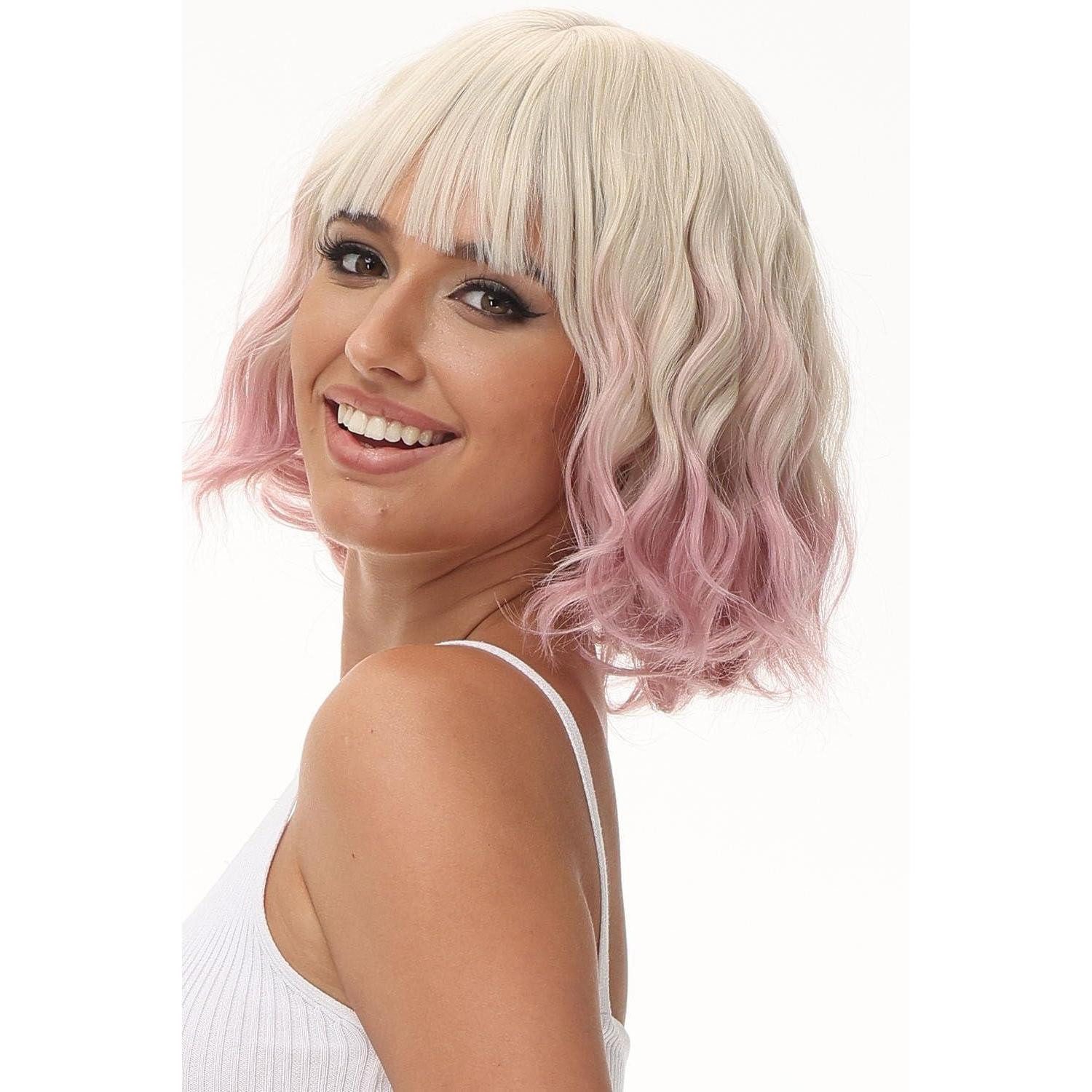 LuxusKollektion Kunsthaarperücke Perücke Synthetische Bob Pony Kurz Lockig Cosplay Blonde Ombré Pink