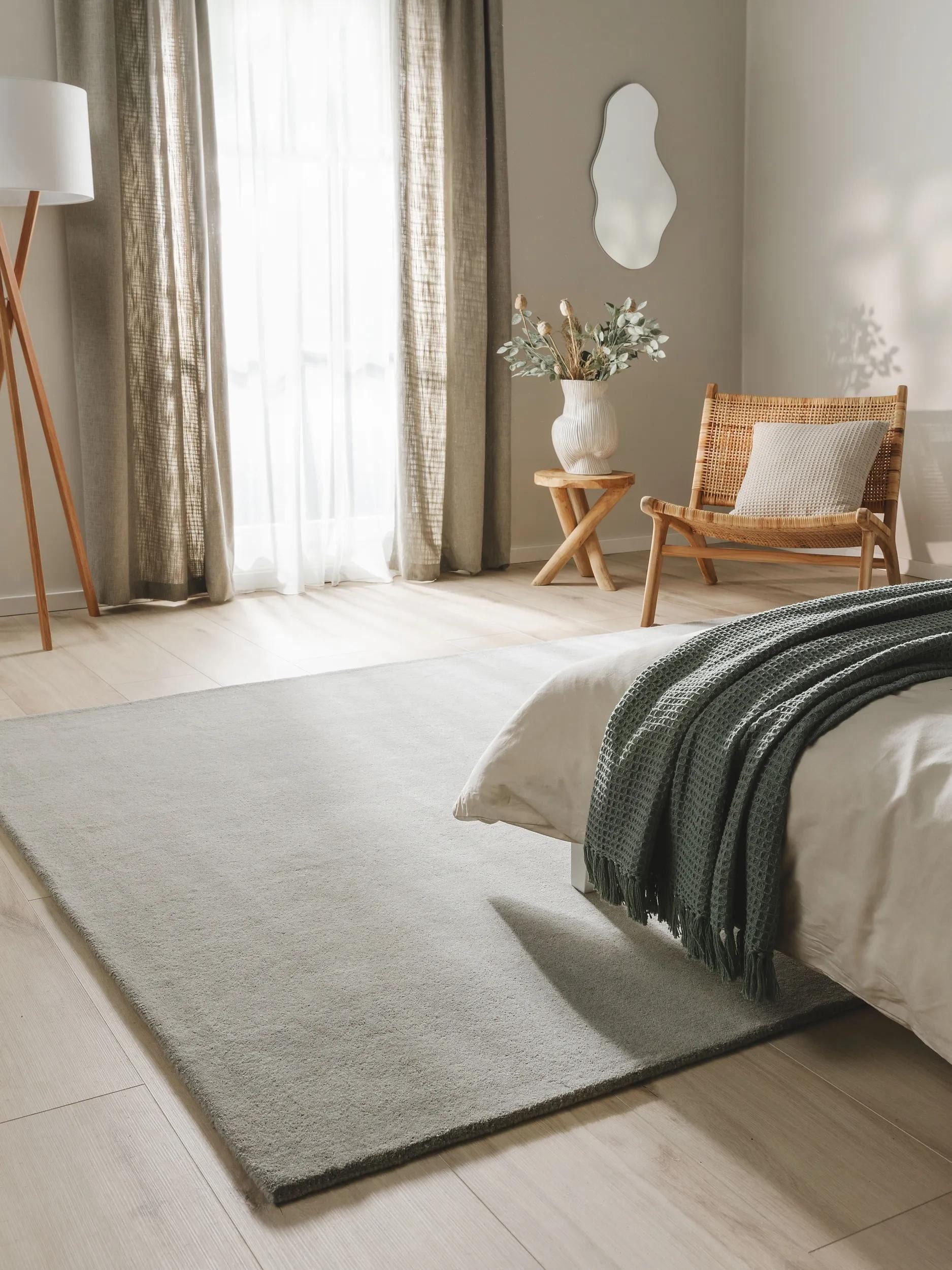 benuta Wollteppich Bent, rechteckig, Höhe: 6 mm, Teppich Wohnzimmer, Schlafzimmer, Esszimmer, Flur, Kunstfaser, Cozy