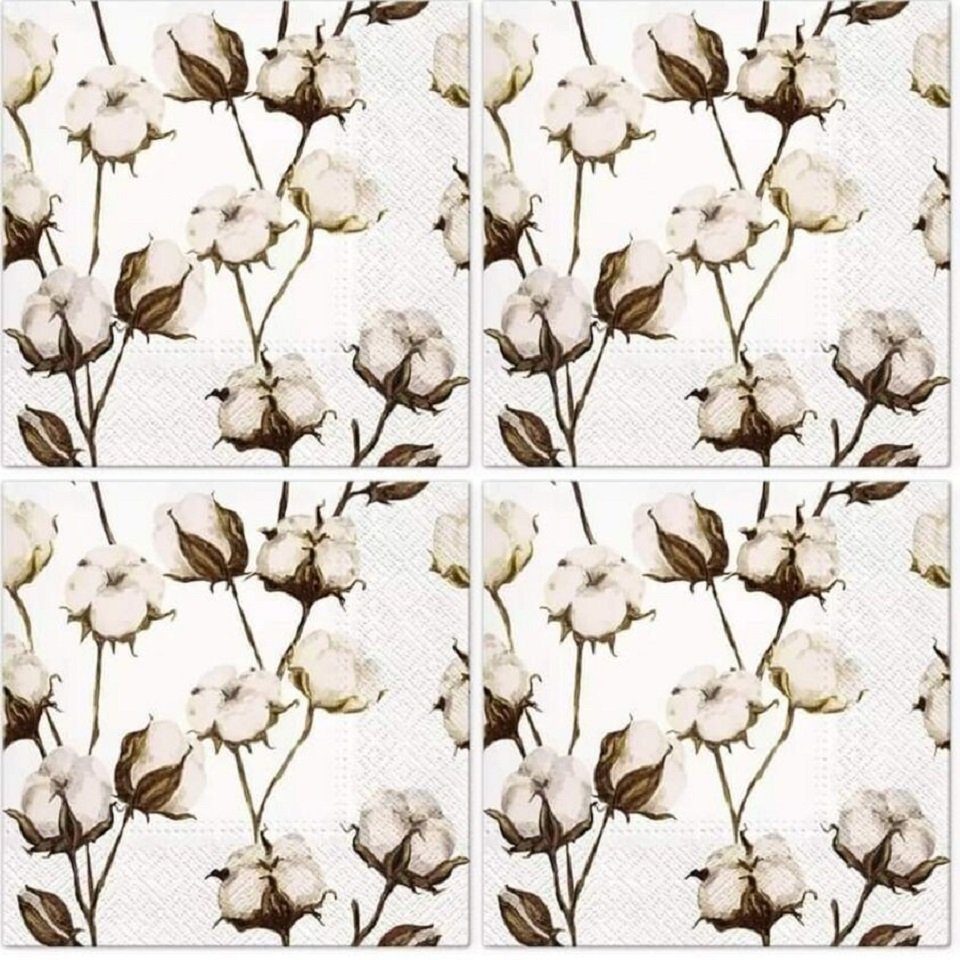 Tete a Tete Papierserviette 20 Stück ca. 33x33cm 3-lagig, Baumwollzweige - Cotton Branches