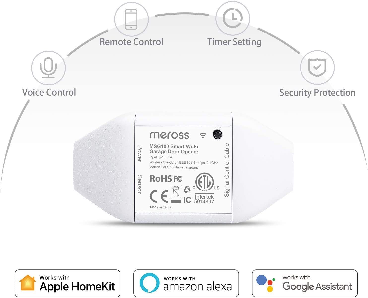 Meross Öffner Garage hochsensible WiFi Meross smarter Sensoren Door - Smart-Home-Steuerelement, Smart Garagentor Opener