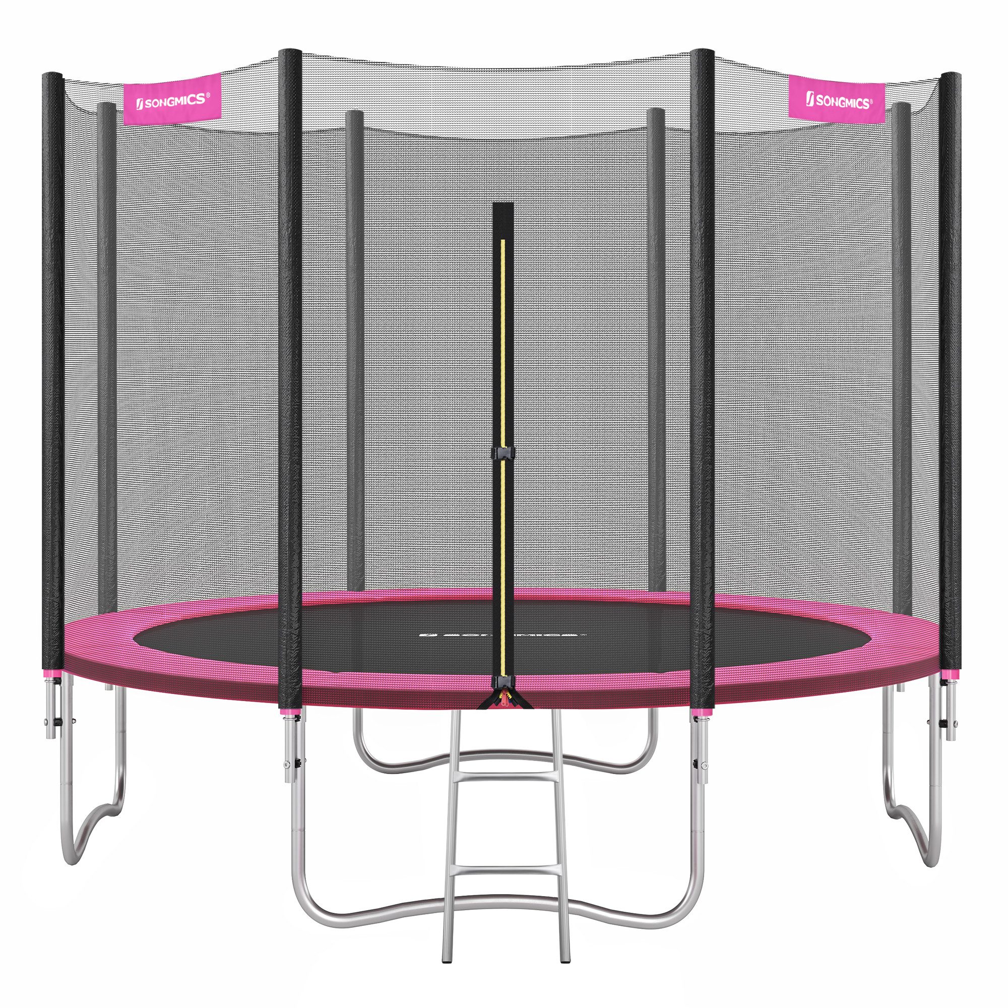 SONGMICS Gartentrampolin, Ø244/Ø305/ Ø366 cm, mit Leiter und gepolsterten Stangen