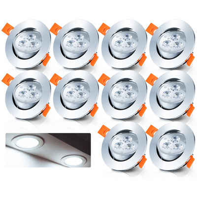 Randaco LED Einbauleuchte 3W LED Einbaustrahler Schwenkbar LED Spot Einbauleuchten 10er Set, LED Deckenlampe