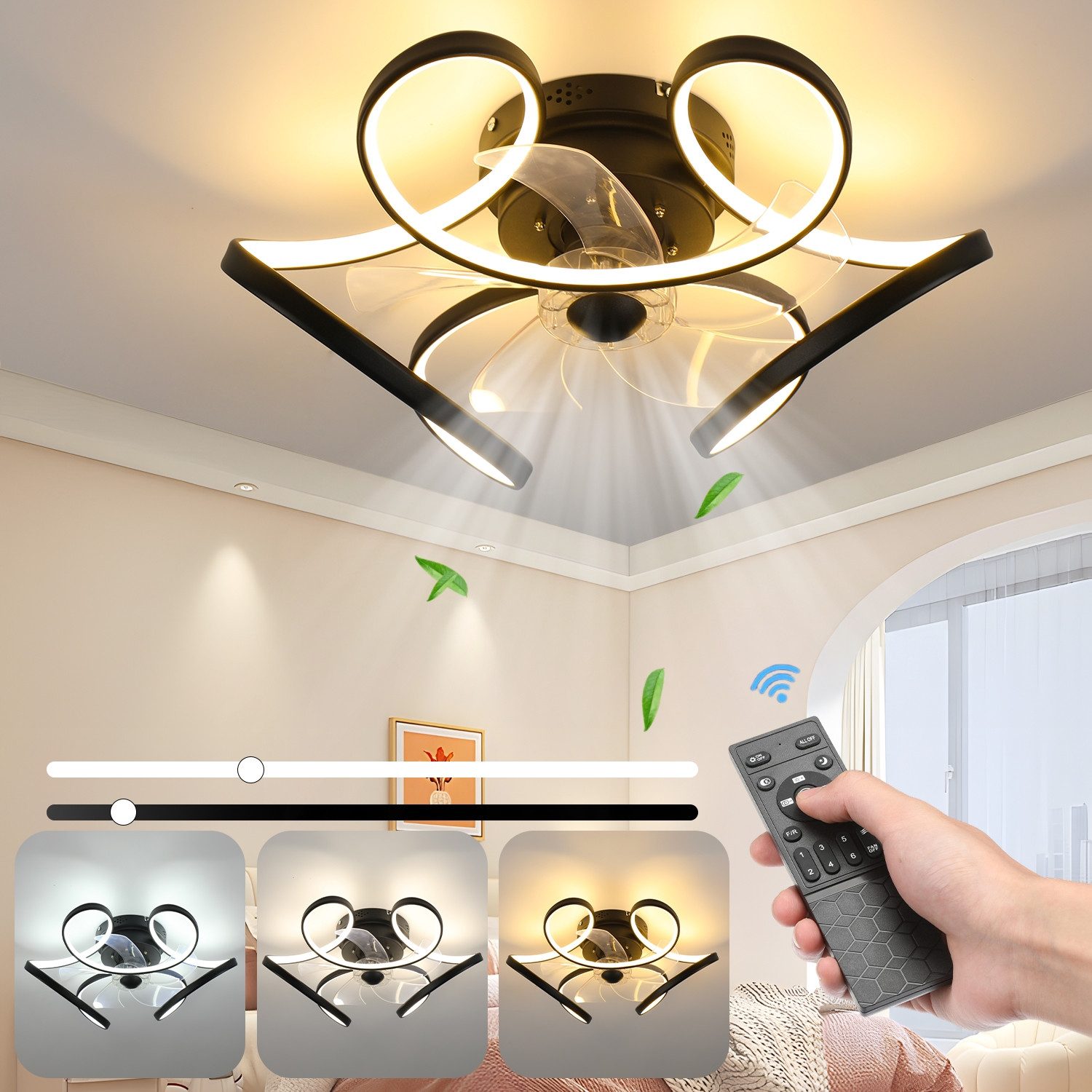 WILGOON Deckenleuchte 47W Deckenventilator mit Beleuchtung günstig online kaufen