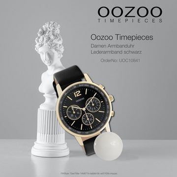 OOZOO Quarzuhr Oozoo Damen Armbanduhr Timepieces gold, (Analoguhr), Damenuhr rund, groß (ca. 42mm) Lederarmband, Casual-Style