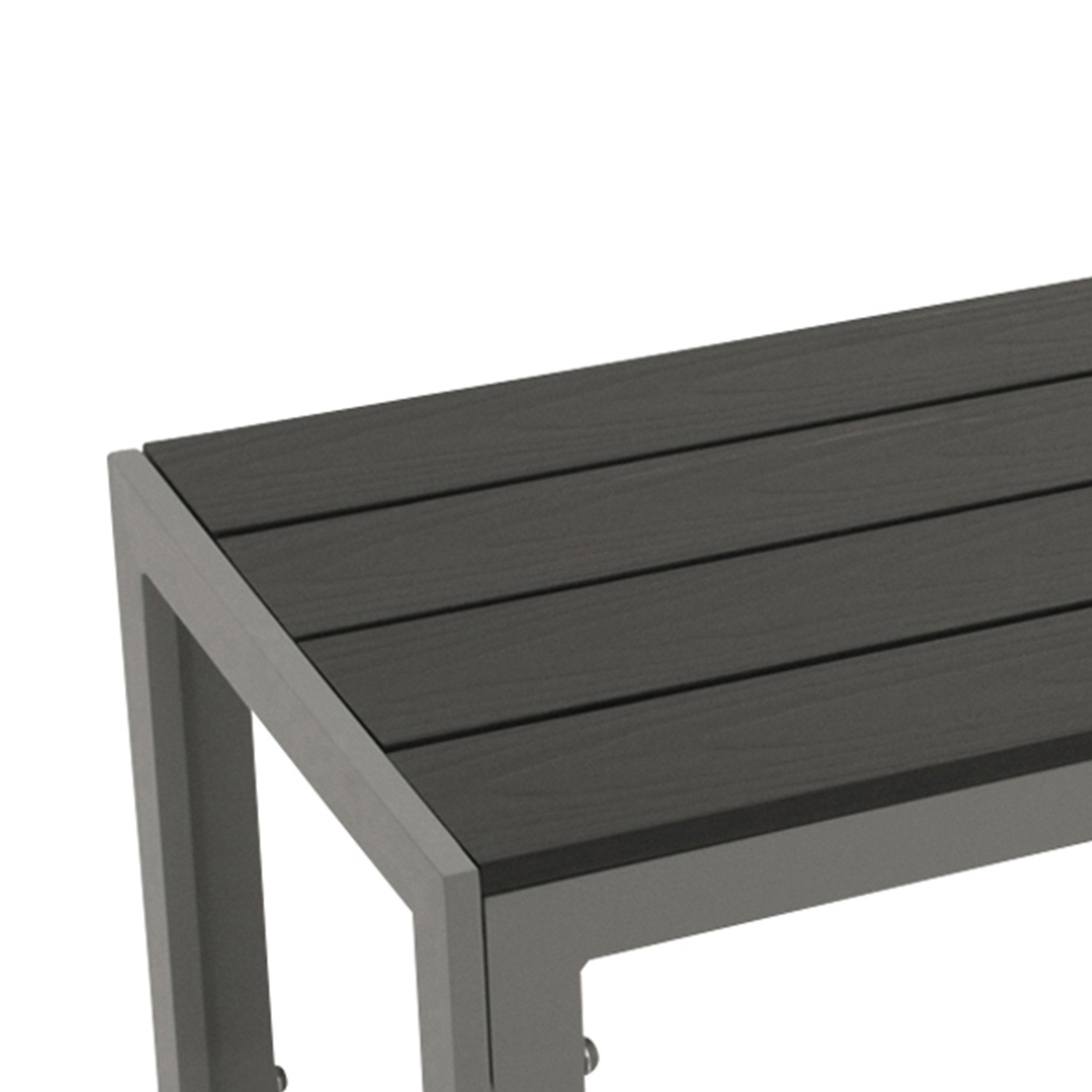 TPFGarden Hockerbank NEWPORT (Solide Gartenbank aus Aluminium silbergrau, Robuster Outdoor Hocker mit Sitzfläche aus edlem Kunstholz dunkelgrau), Hochwertig verarbeitete Sitzbank - Maße (BxHxT): 65 x 74 x 65 - 130 cm