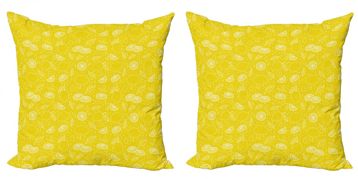 Kissenbezüge Modern Accent Doppelseitiger Digitaldruck, Abakuhaus (2 Stück), Gelb und Weiß Zitronen-Entwurf