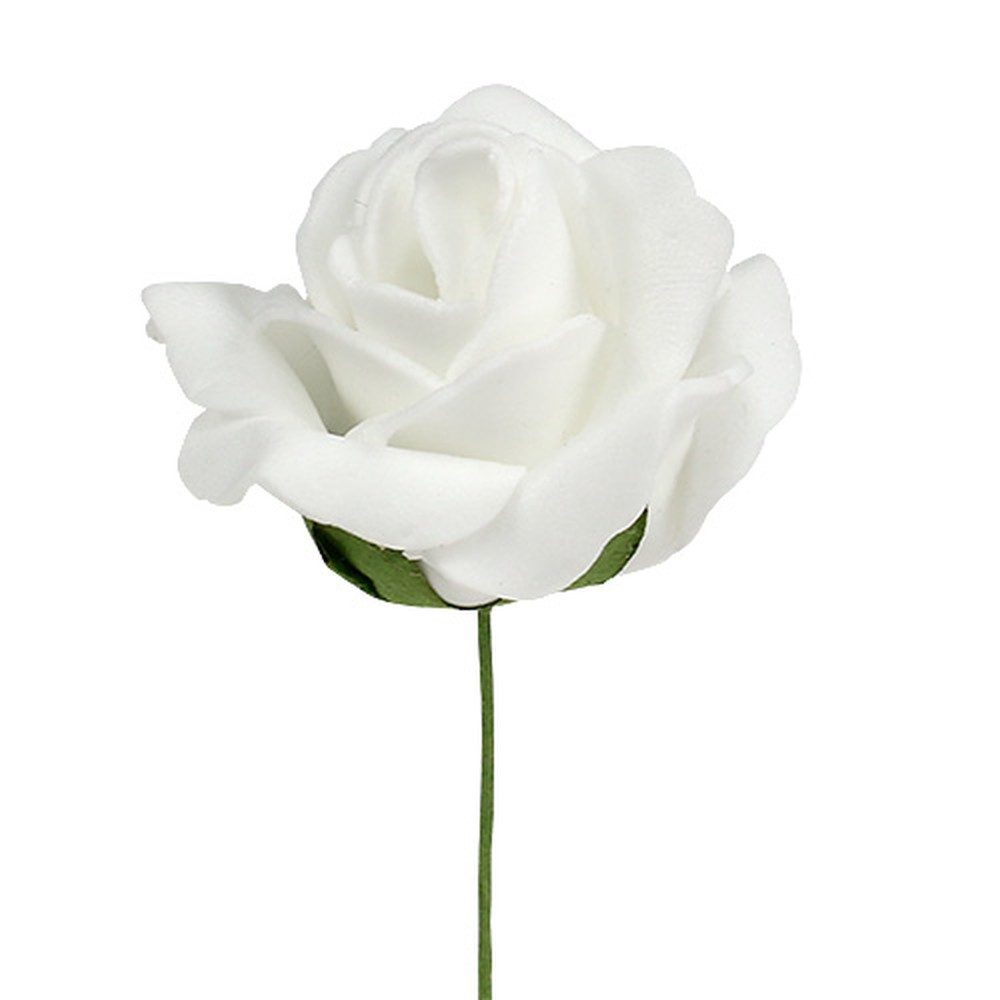 Kunstblume Schaumrosen Weiß Ø4,5cm 36St - Hochzeit Deko Kommunion Taufe, 36 Stück, Florists Products, Höhe 2.5 cm