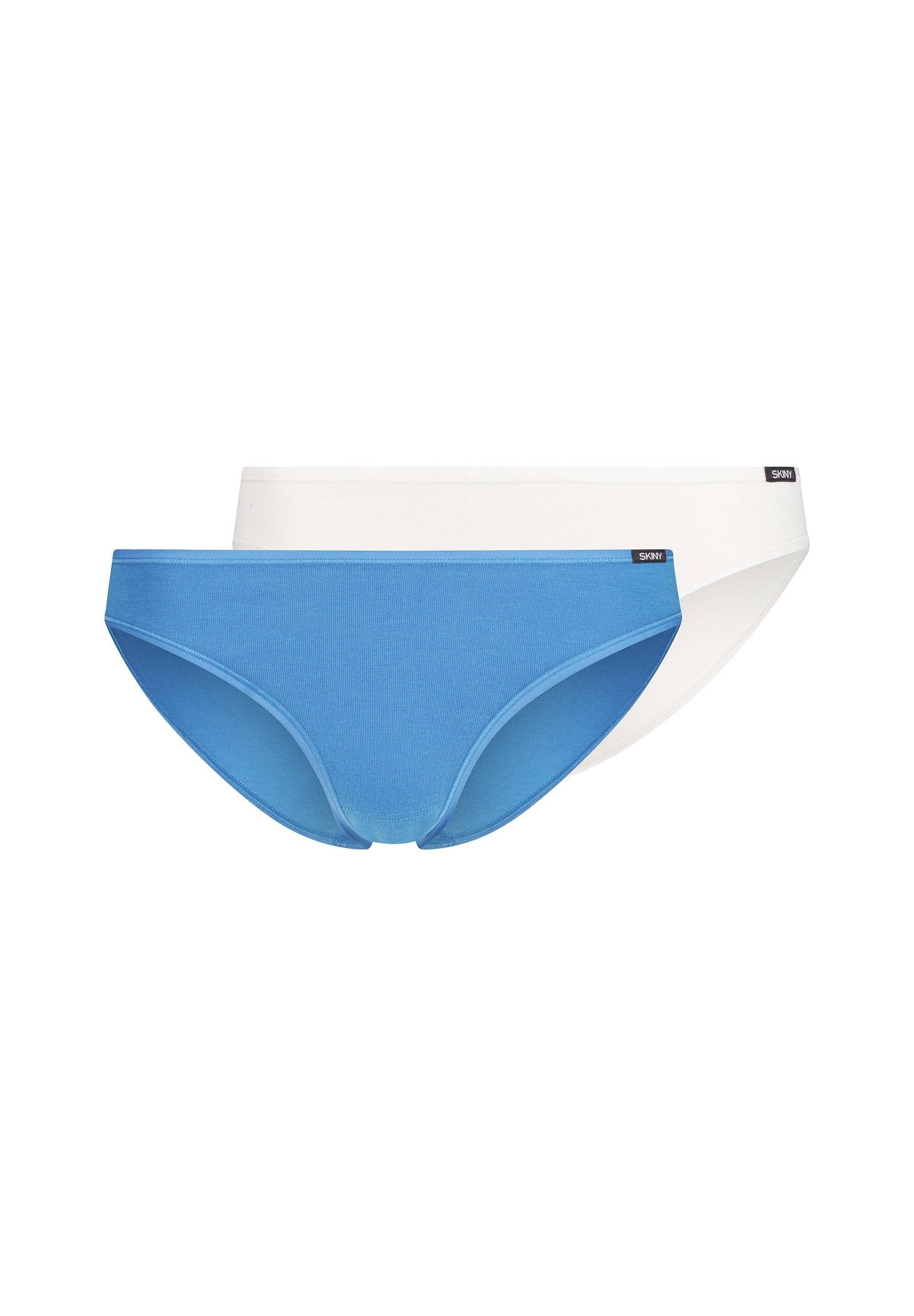 Rio Pack Skiny - Damen Slip, 2er Slip Cotton Hellblau/Weiß Slip, Bikini