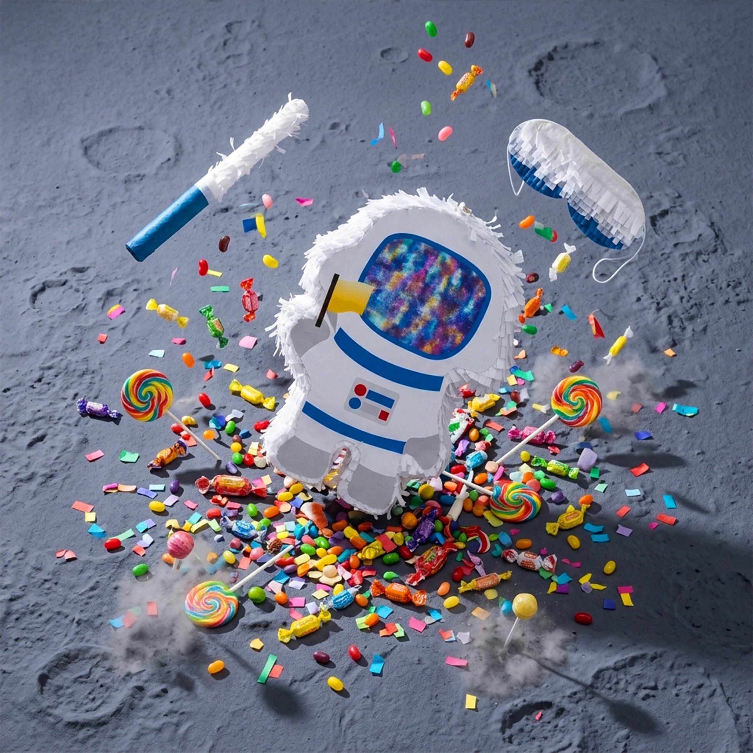 relaxdays Pinata Set Astronaut mit Stab und Maske, Astronaut – Bild 5 von 5