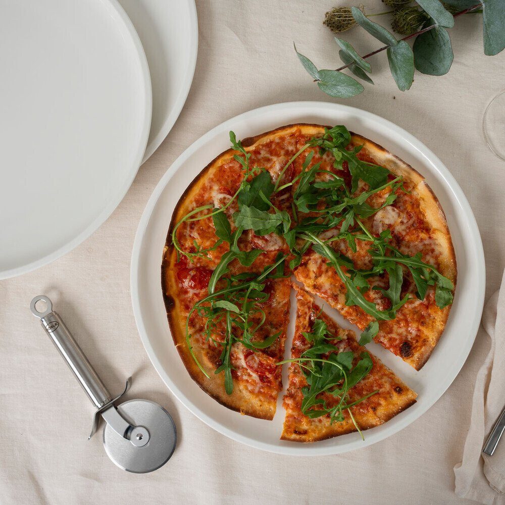 Villeroy & Boch Teller Pizzateller 32 cm Artesano Original 4-tlg., Teller, Speiseteller, Essteller, Ø32cm, Made in Germany, weiß
