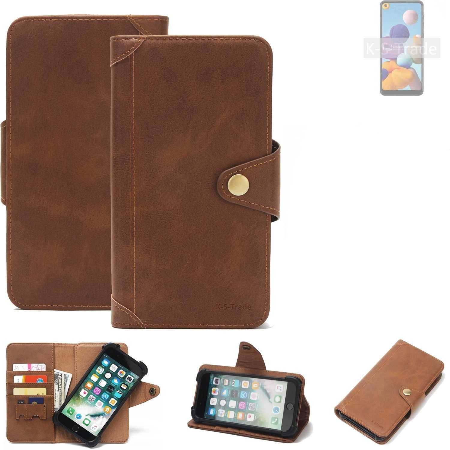 K-S-Trade Handyhülle für Samsung Galaxy A21, Handyhülle Schutz Hülle Walletcase Bookstyle Tasche Case
