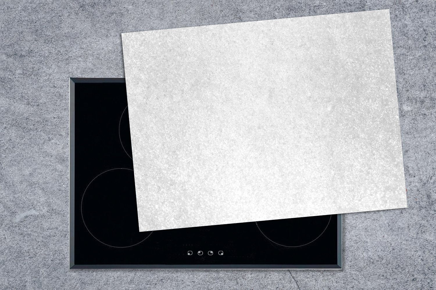 auf Ceranfeldabdeckung Vinyl, Fenster 70x52 Herdblende-/Abdeckplatte (1 tlg), und MuchoWow cm, Mobile Eisschicht Arbeitsfläche schwarz einem weiß, nutzbar, -