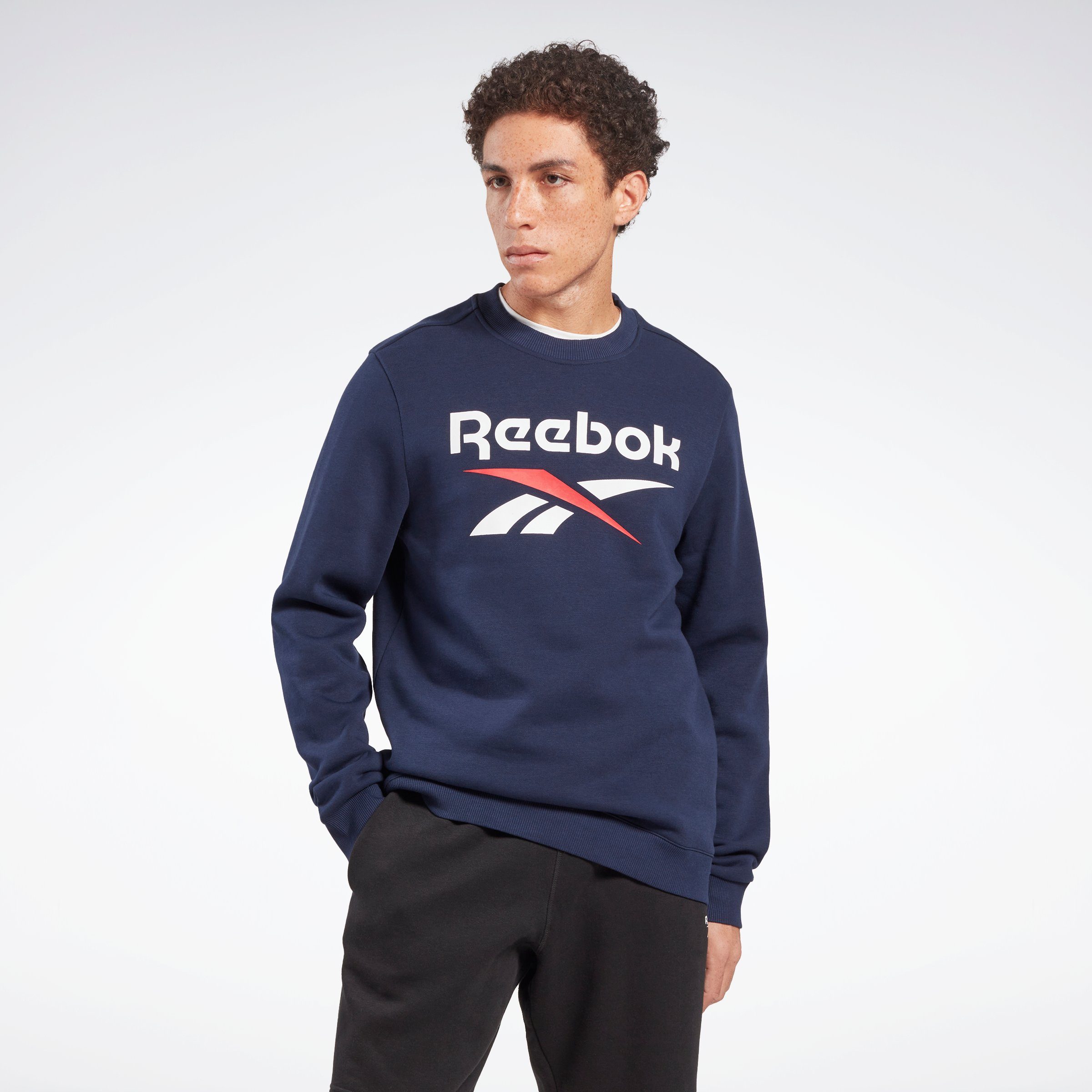 Reebok Sweatshirt REEBOK IDENTITY FLEECE STACKED LOGO CREW SWEATSHIRT blau