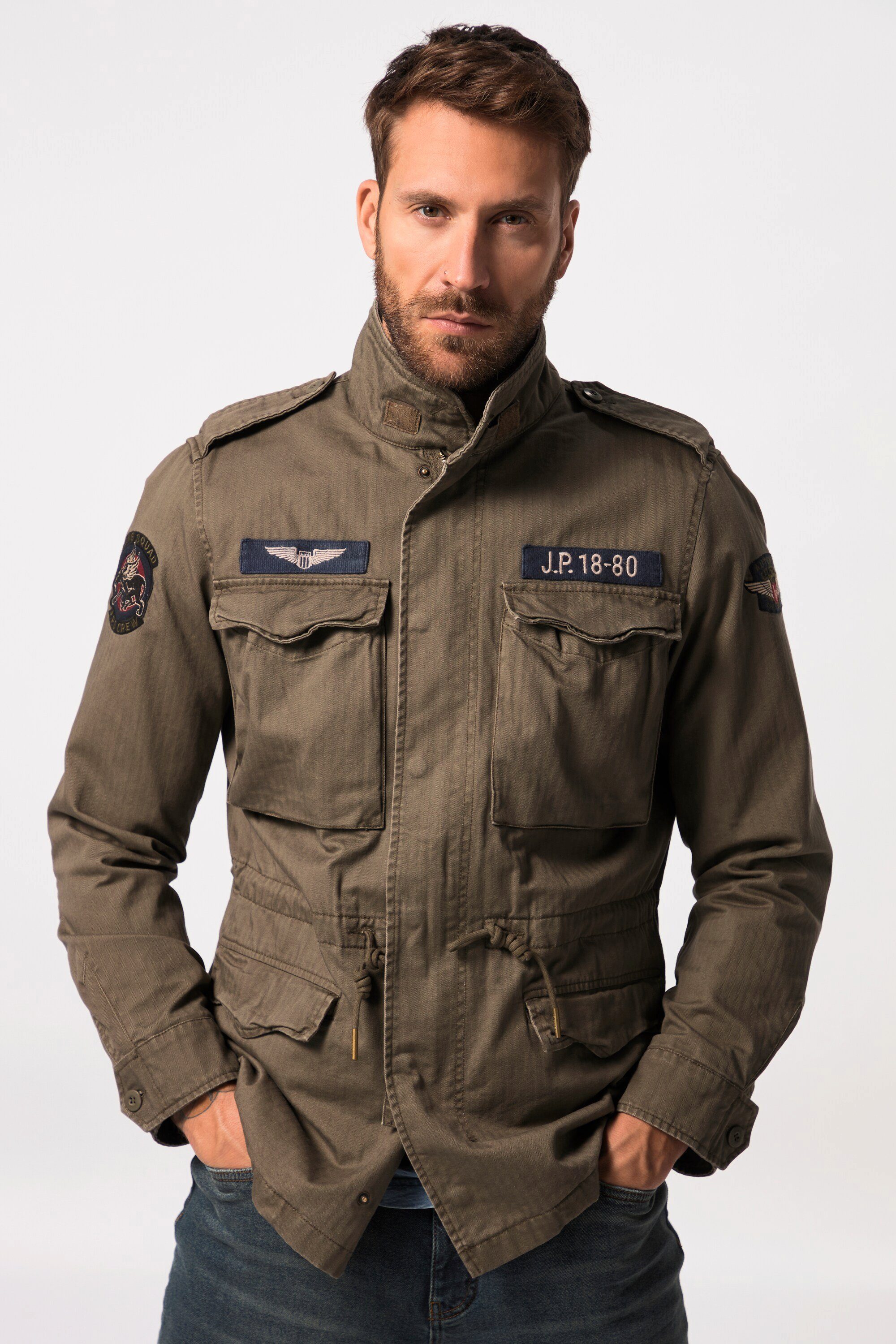 Funktionsjacke Fieldjacket Baumwolljacke Badges Vintage Look