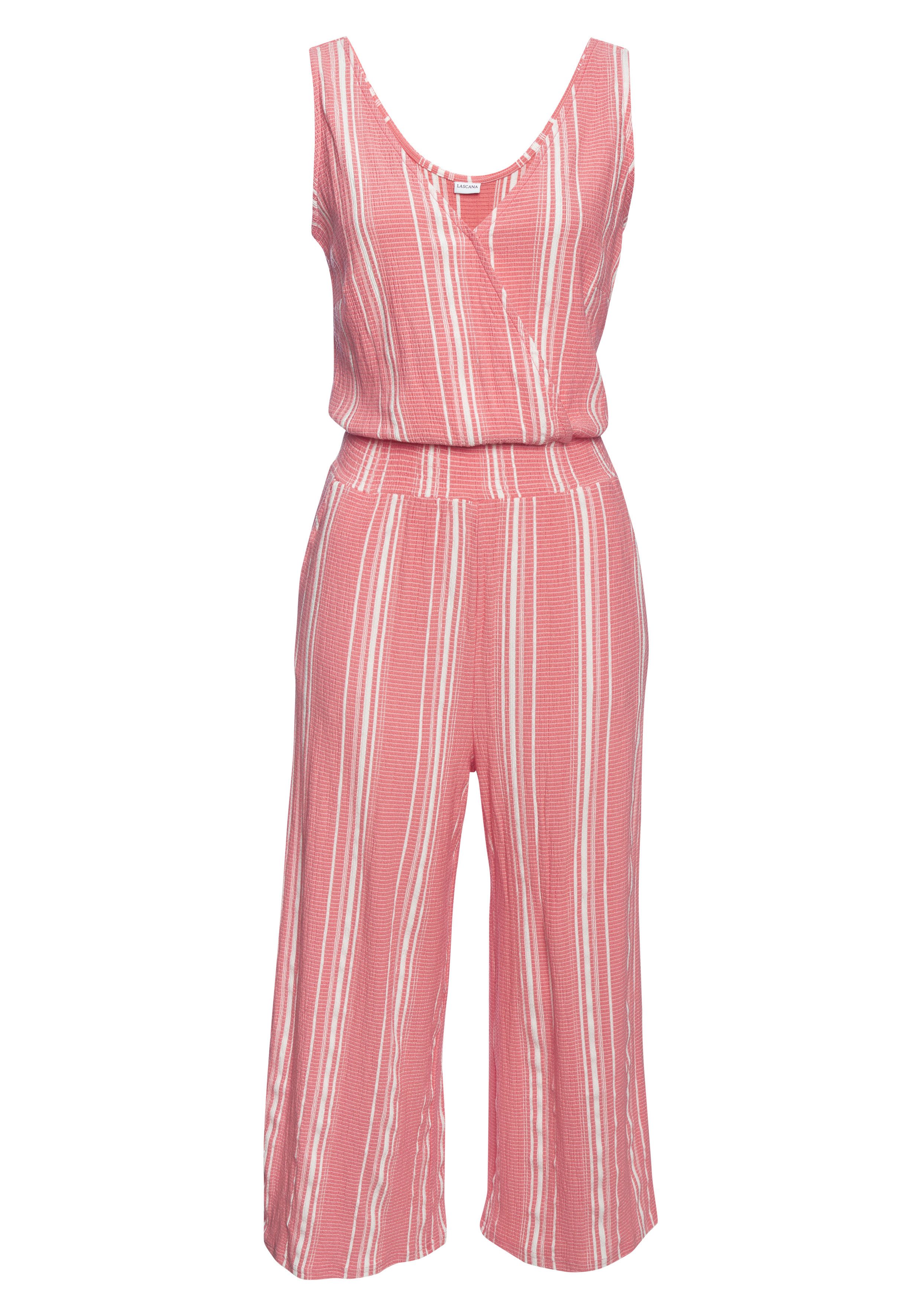 LASCANA Culotte-Overall aus strukturierter Ware, sommerlicher Jumpsuit mit Streifen. € 59,99