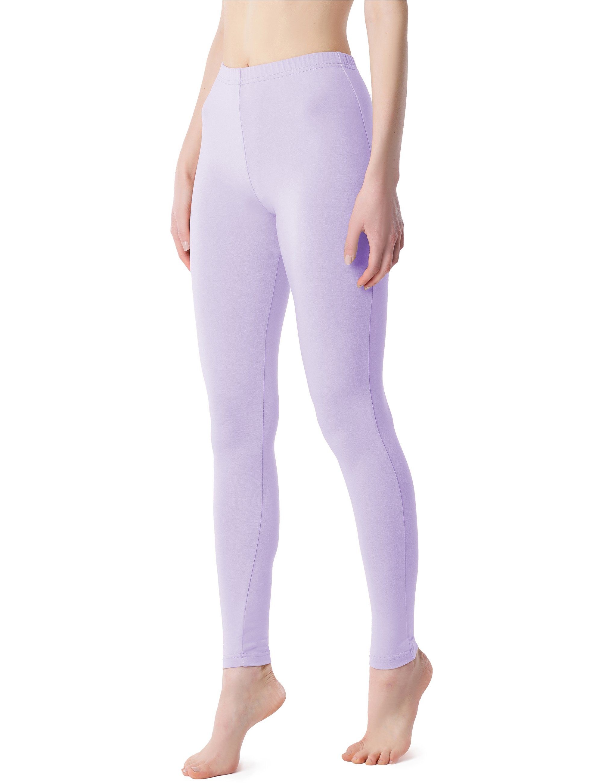 Viskose Leggings BLV50-203 elastischer Bellivalini Hellviolett Damen Lange aus (1-tlg) Bund Leggings