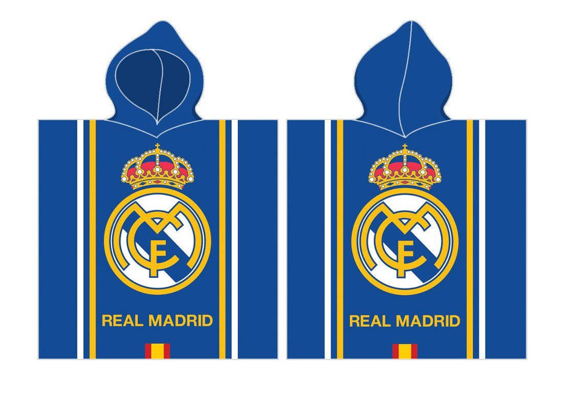 Real 110 Strandtuch cm, Madrid x 55 mit Madrid mit Strandtuch Kapuze Real Poncho Kaputze