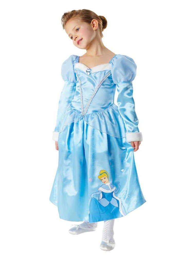 Rubie´s Prinzessin-Kostüm Prinzessin Cinderella Winter Wonderland Größe 128, Klassische Märchenprinzessin aus dem Disney Universum im Winter-Look