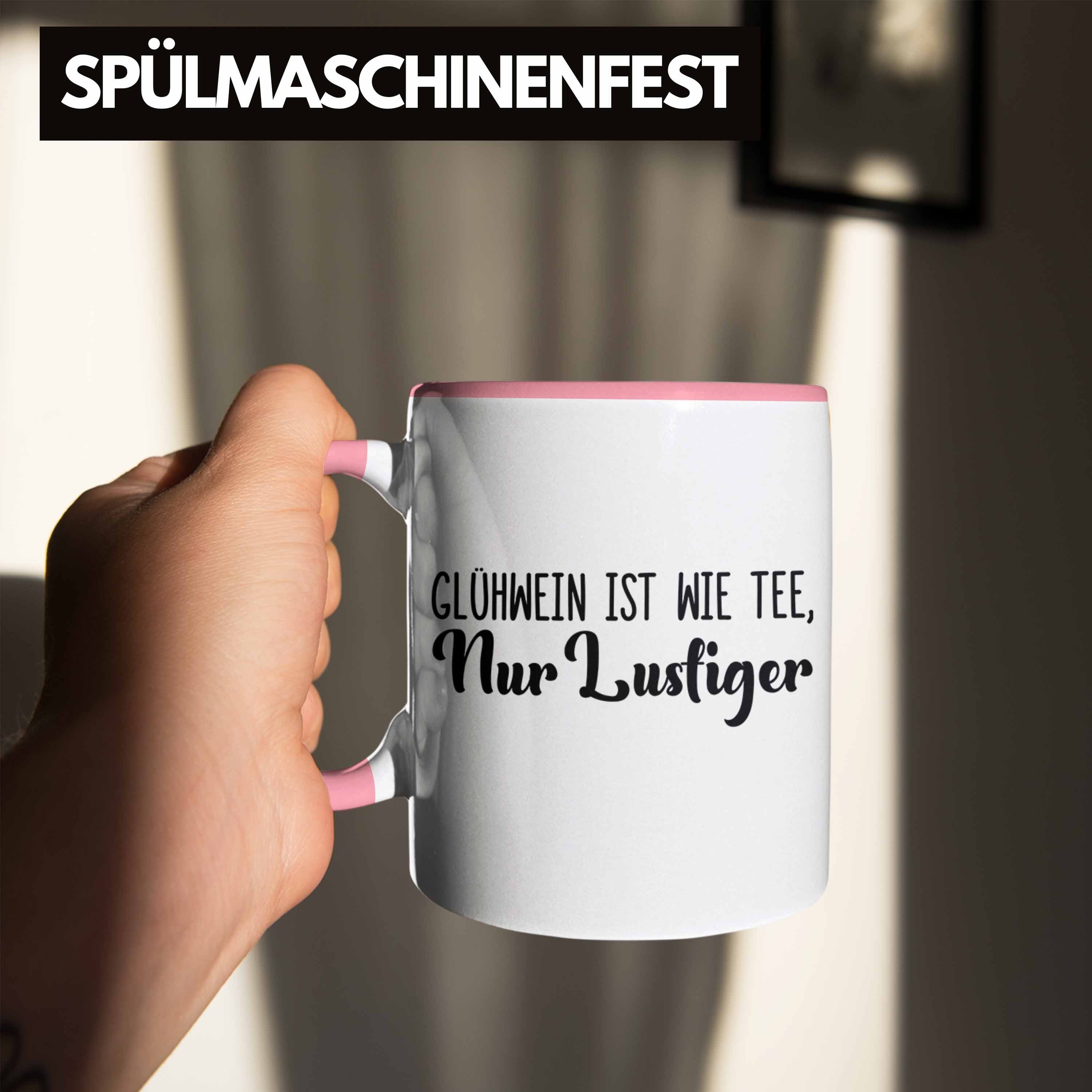 Doppelwandig Spruch - Trendation Weihnachtsmarkt Wie Rosa Glühwein Geschenk Lustig Trendation Tasse Glühweinbecher Becher Henkel - Tasse Glühweintassen Tee Gläser mit Tassen