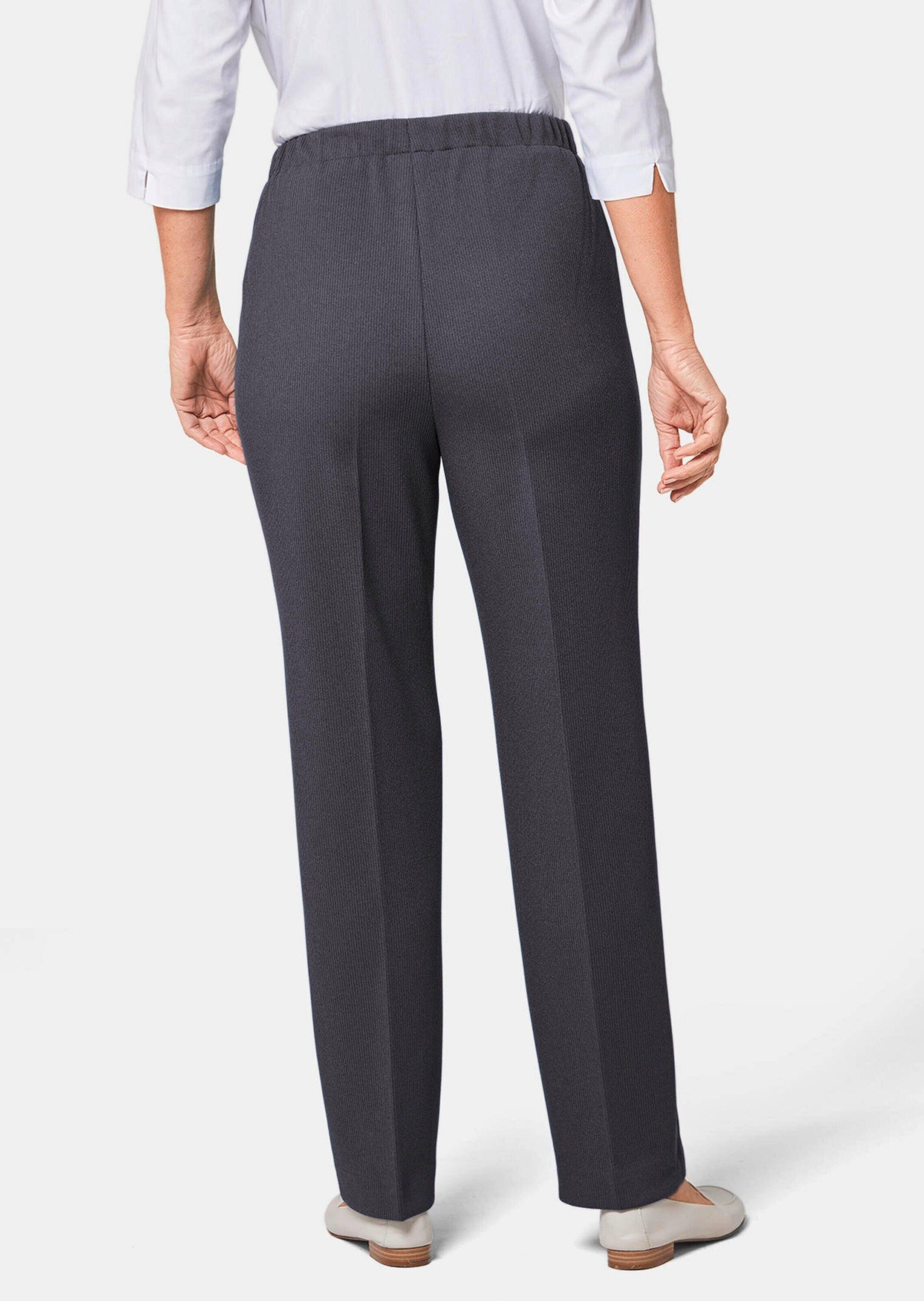 GOLDNER Schlupfhose Rippenhose mit Biesen Bequeme Stretchhose mit Schlupfbund und Knöchellänge