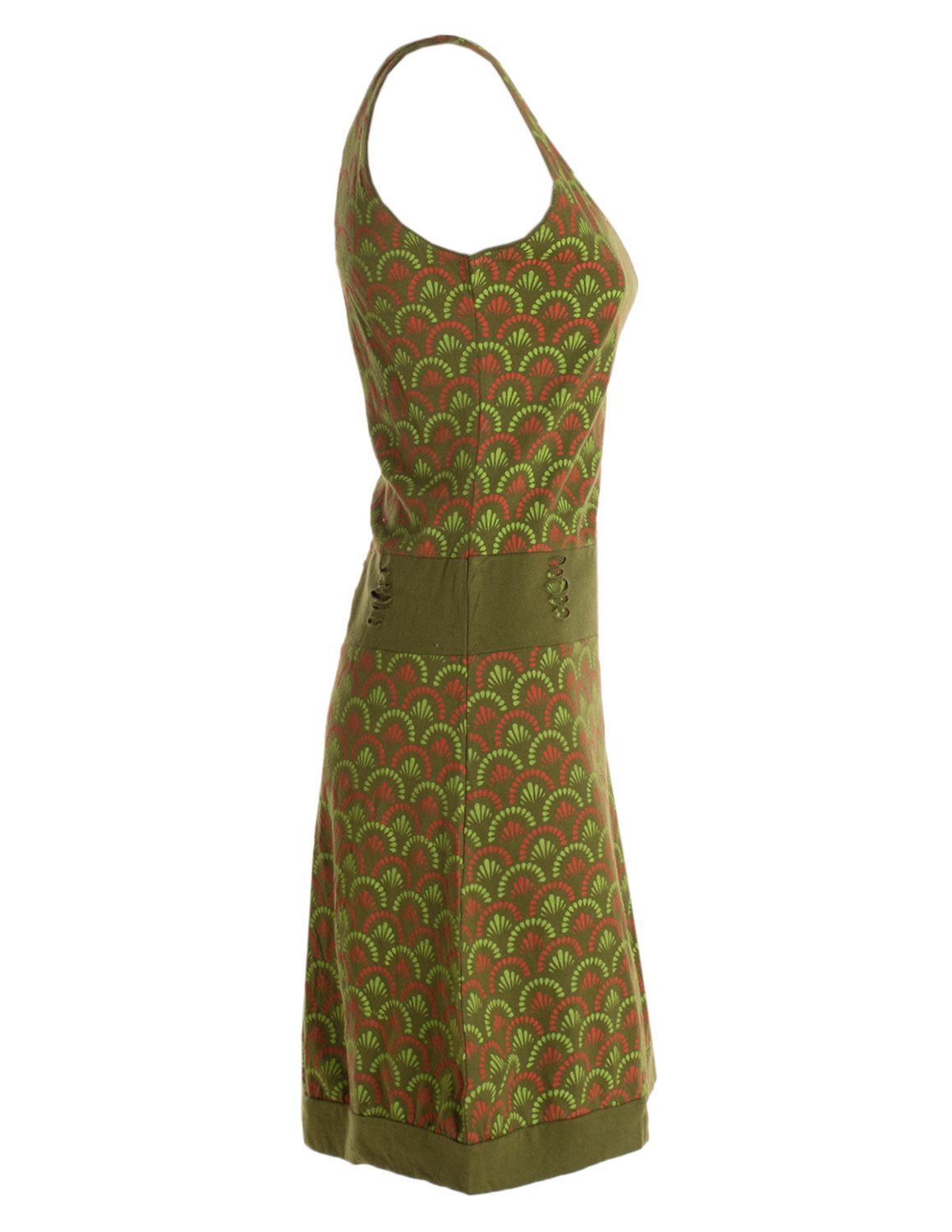 Vishes Sommerkleid Jersey Kleid Bedruckt Cutwork Taillenbund Baumwolle Alternative Mode, Boho, Hippie, Ethno, Festival