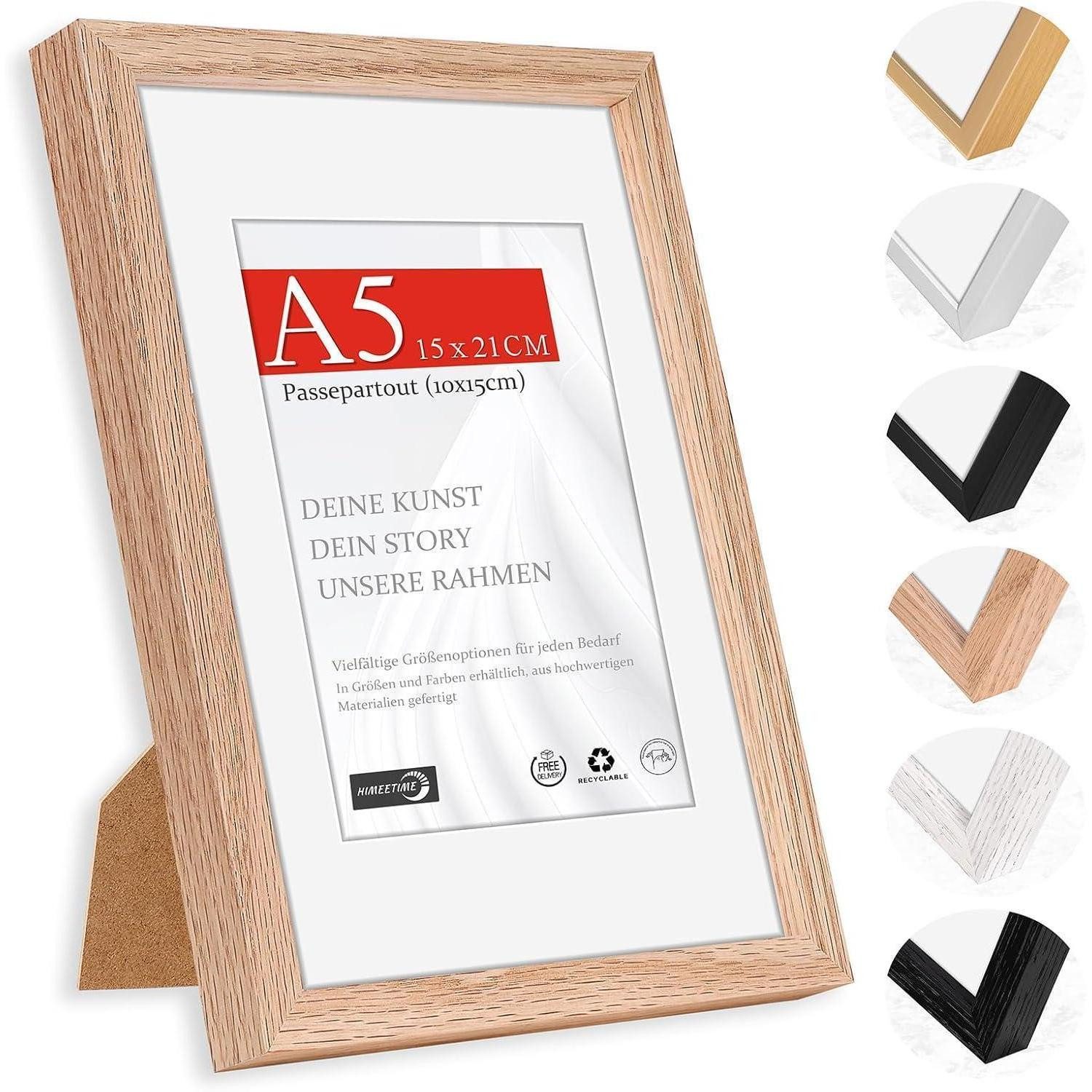 LuxusKollektion Bilderrahmen Bilderrahmen A5 14,8x21cm Eiche Holz, Eiche A5(14,8x21cm) 1x, (1 St)