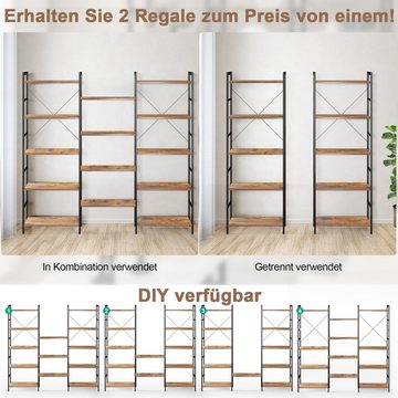 COSTWAY Bücherregal, Standregal mit 14 Ablagen, Metall 176x30x165cm bis 450kg