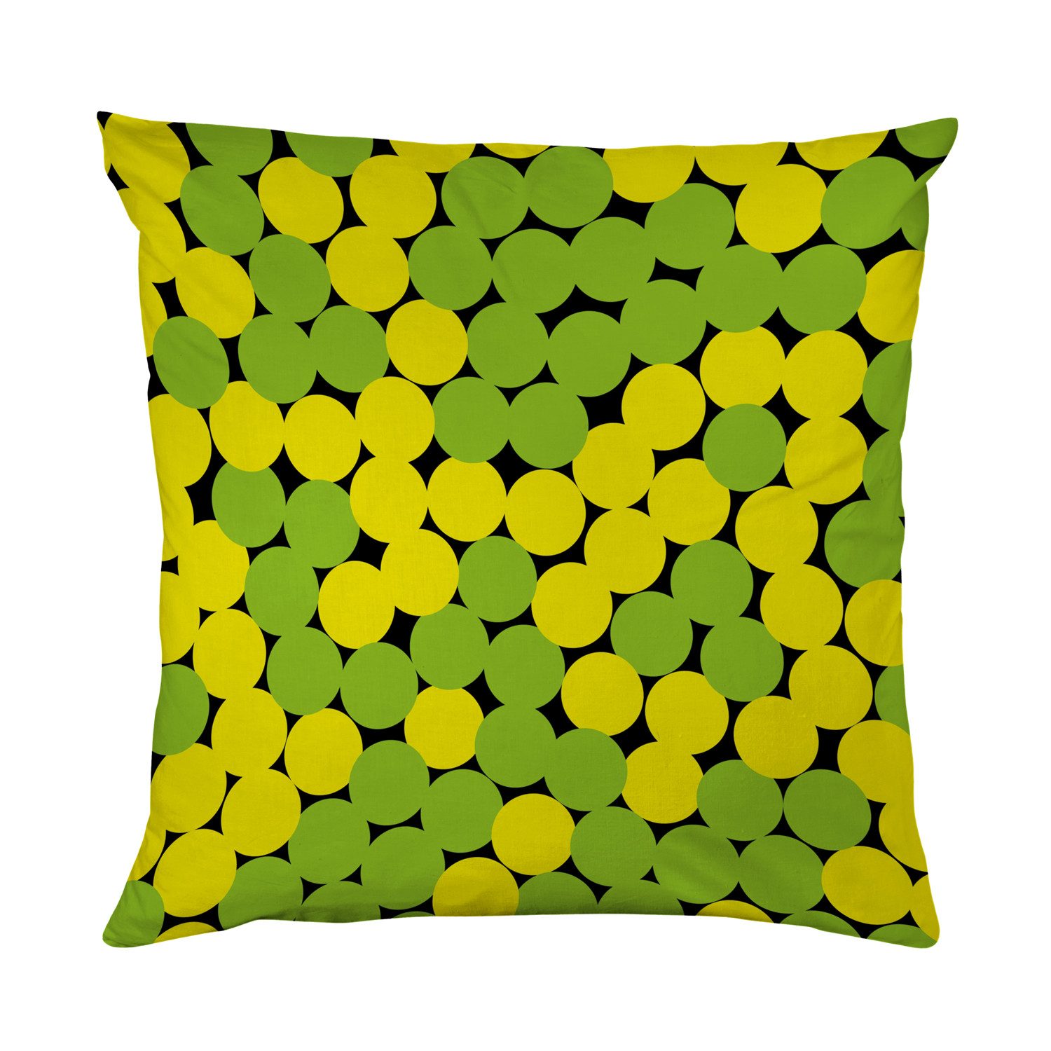 queence Dekokissen Kreise gelb und grün, Beidseitig bedruckte Kissenhülle, Kissen 40x40cm, inkl. Reißverschluss