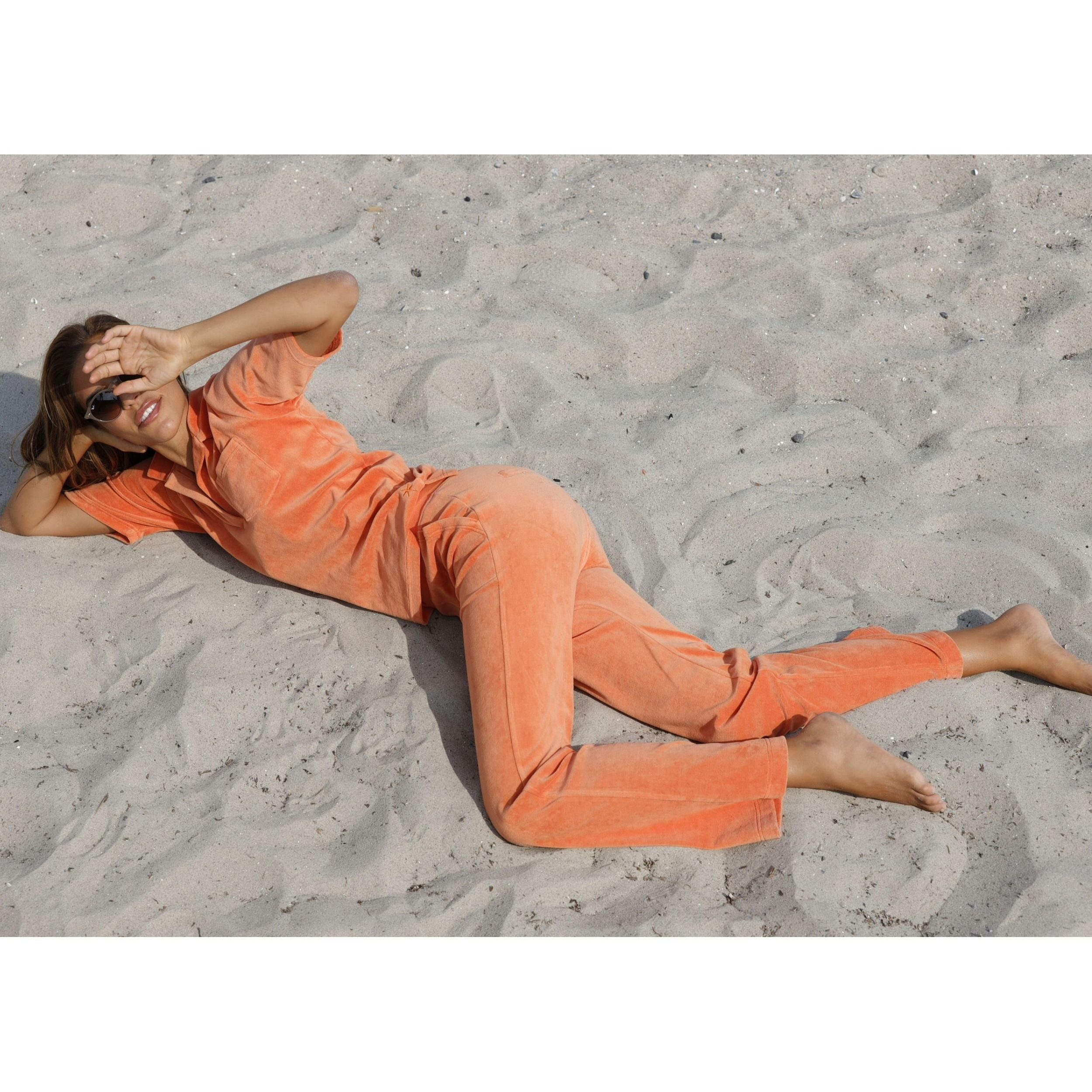 in Samthose Sportswear Weiß Melon elastischem Blue mit oder Orange Bund Jogger Portofino Weiche Nicki