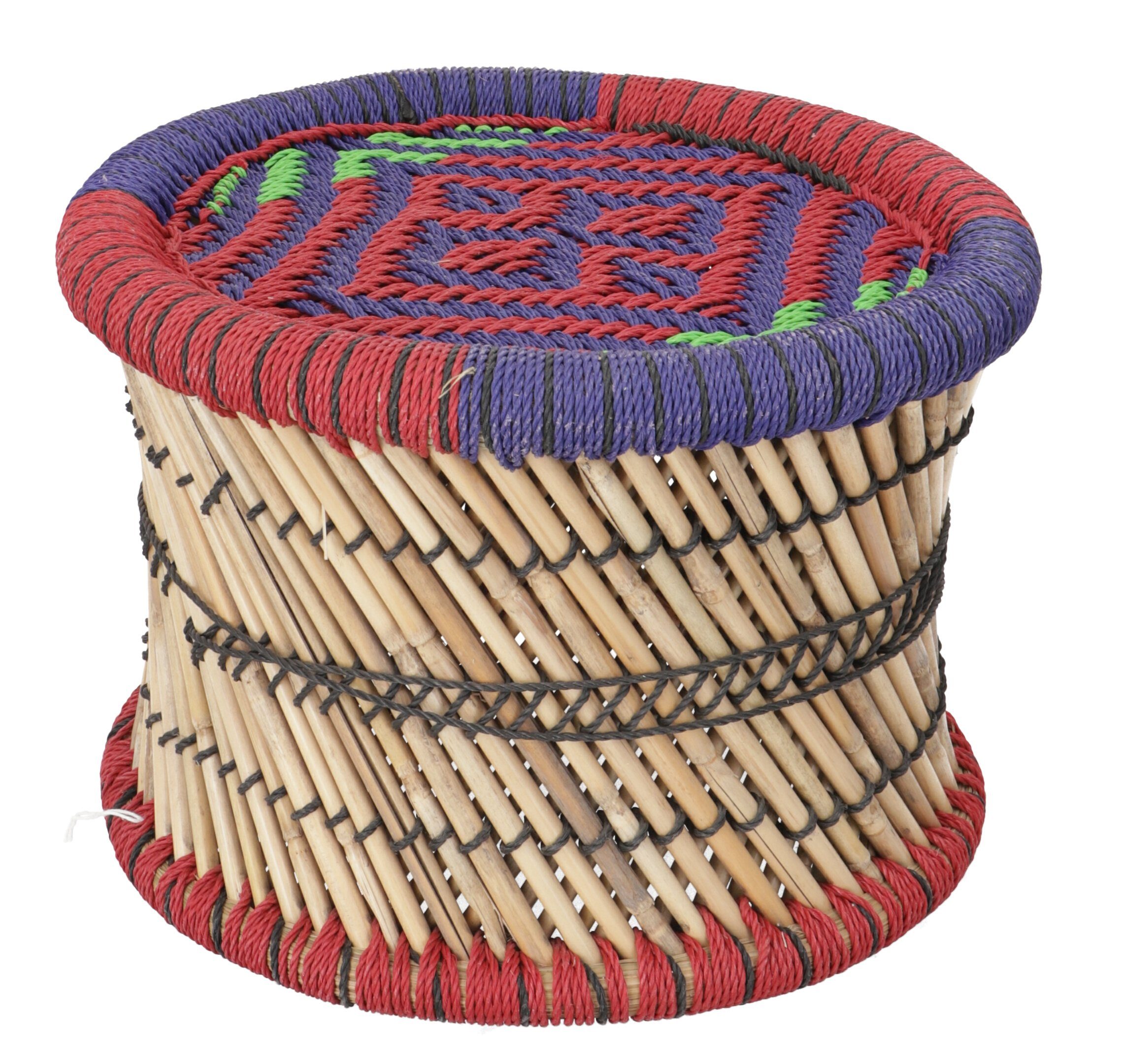 Guru-Shop Stuhl Indischer Korbhocker, Bambushocker, Sitzpuff,..