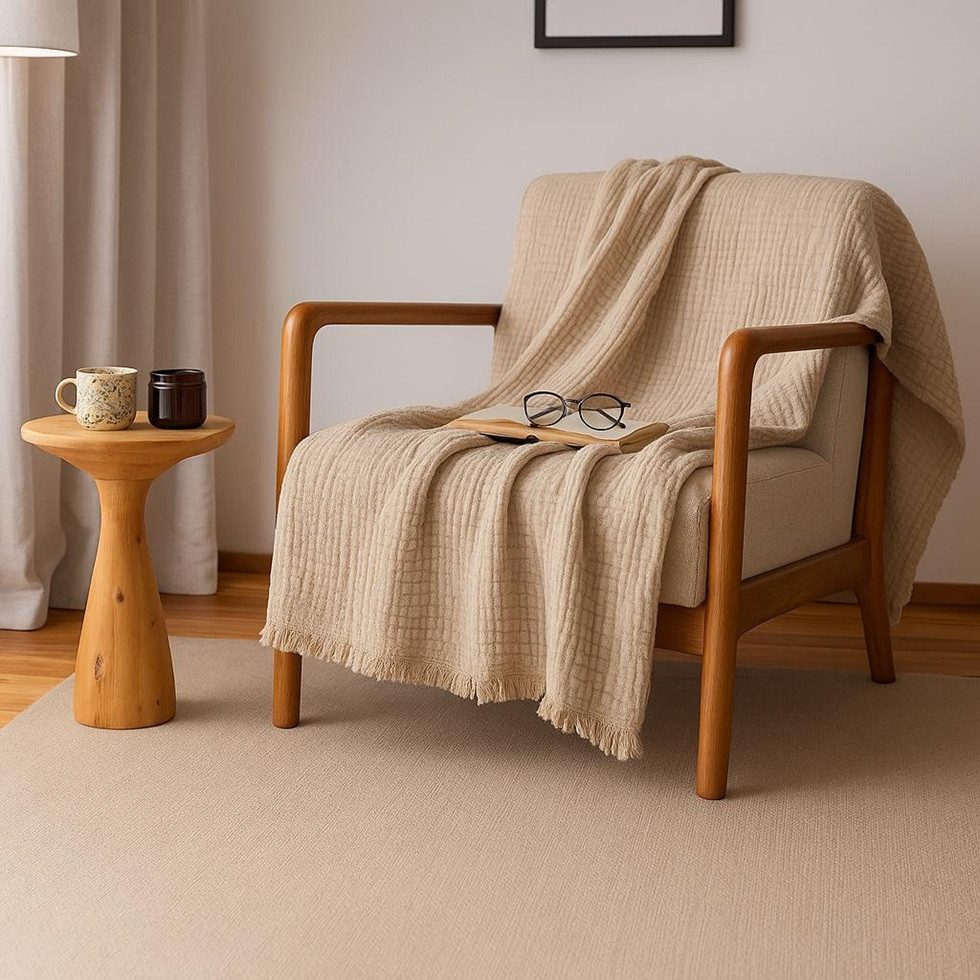 Plaid Musselin Plaids aus Biobaumwolle, Musselin Welt, Kuschelige sanft weiche Bio-Musselin