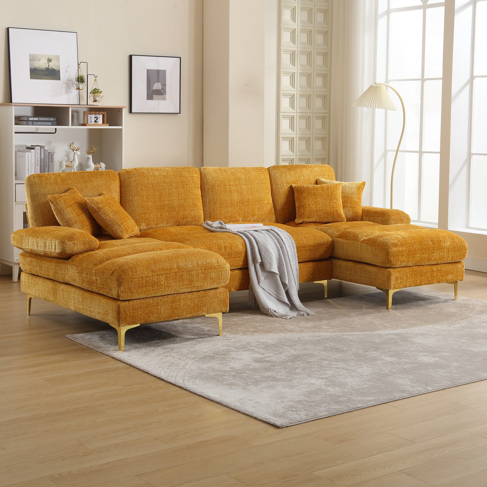 Odikalo Big-Sofa Chenille Sofa U-Form Lounge günstig online kaufen