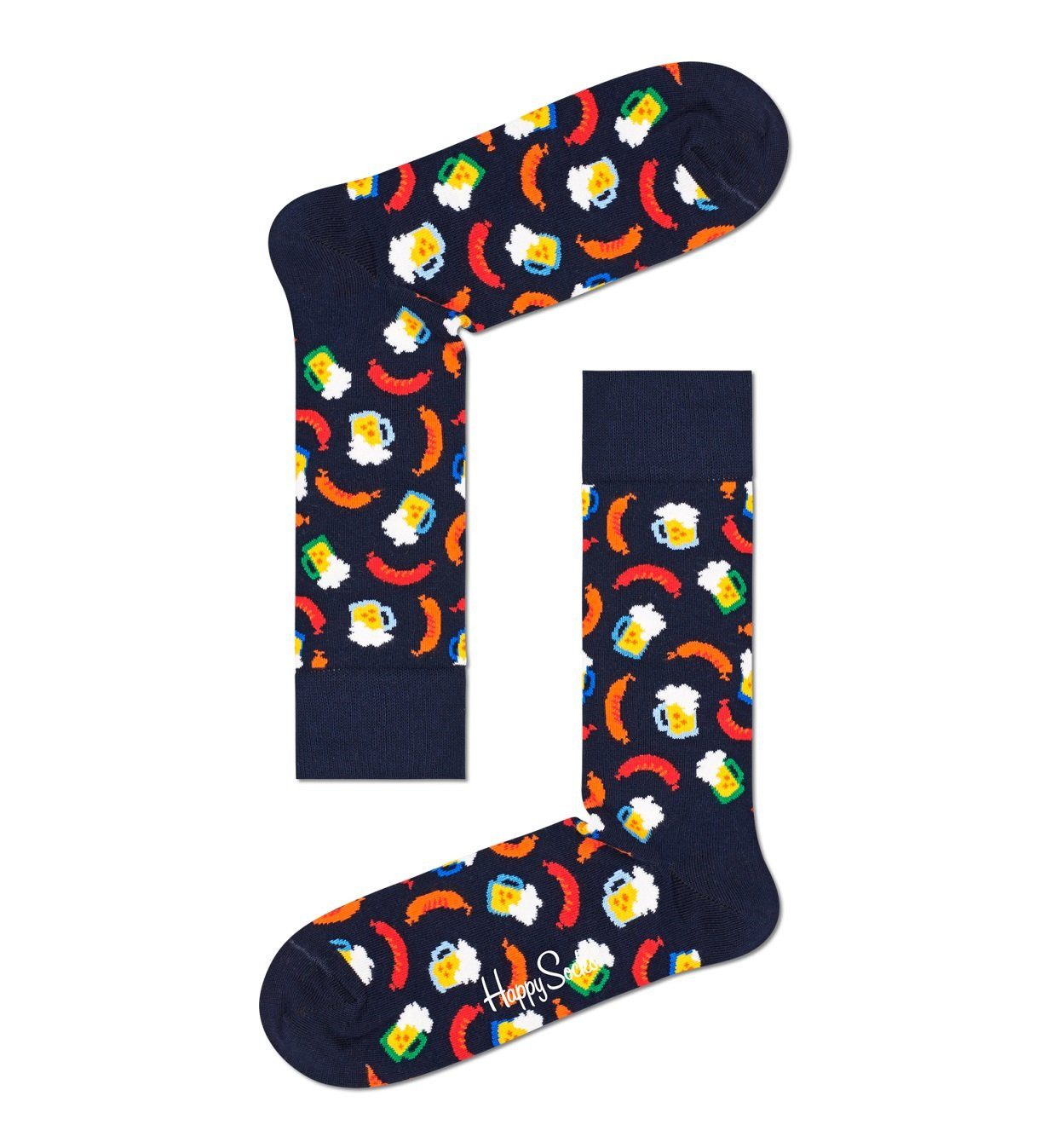 Socken Tagessocke Crew Bier und Wurst dunkelblau - 1 Paar