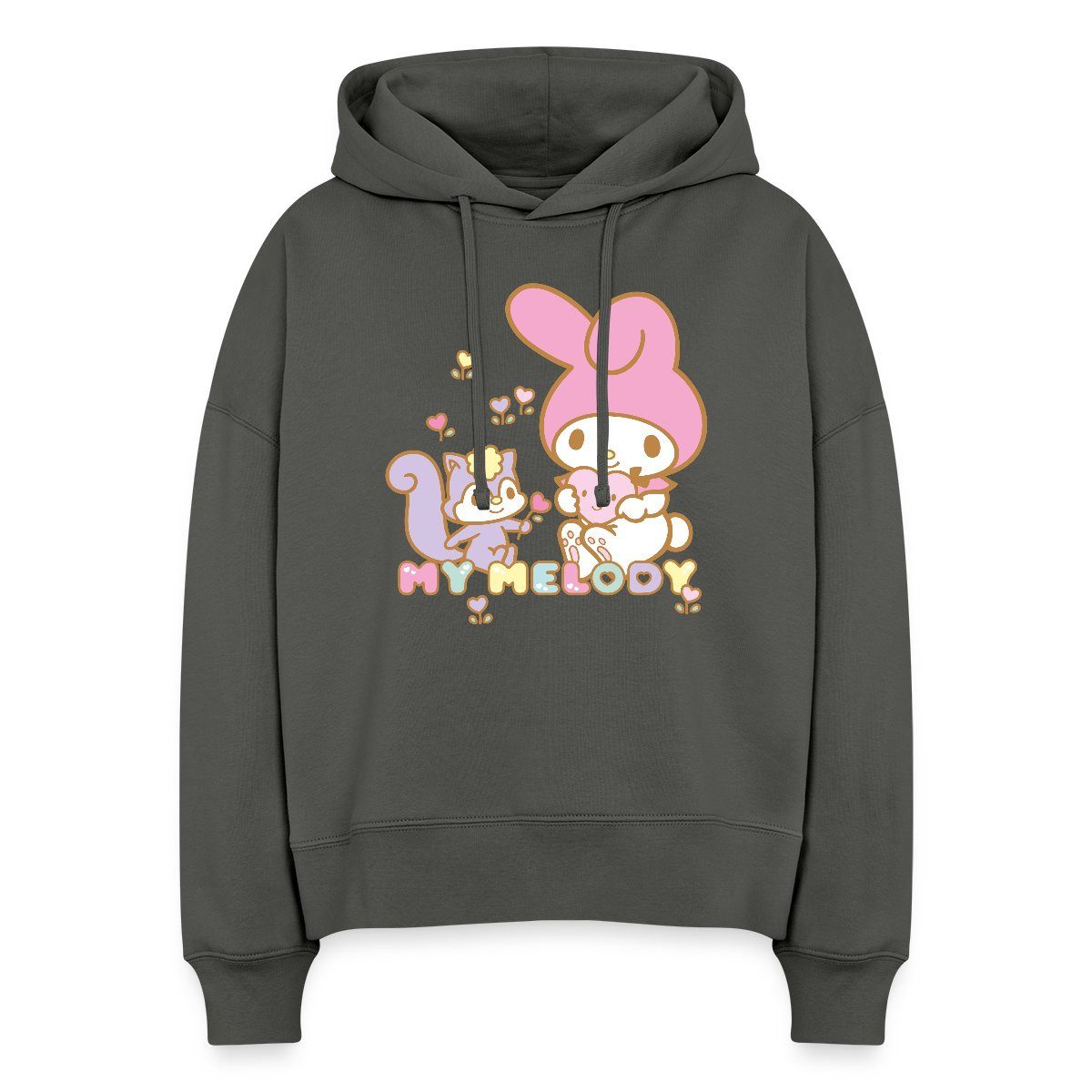 Hoodie My Melody Pflückt Mit Risu Herzblümchen Frauen Boxy Organic Hoodie