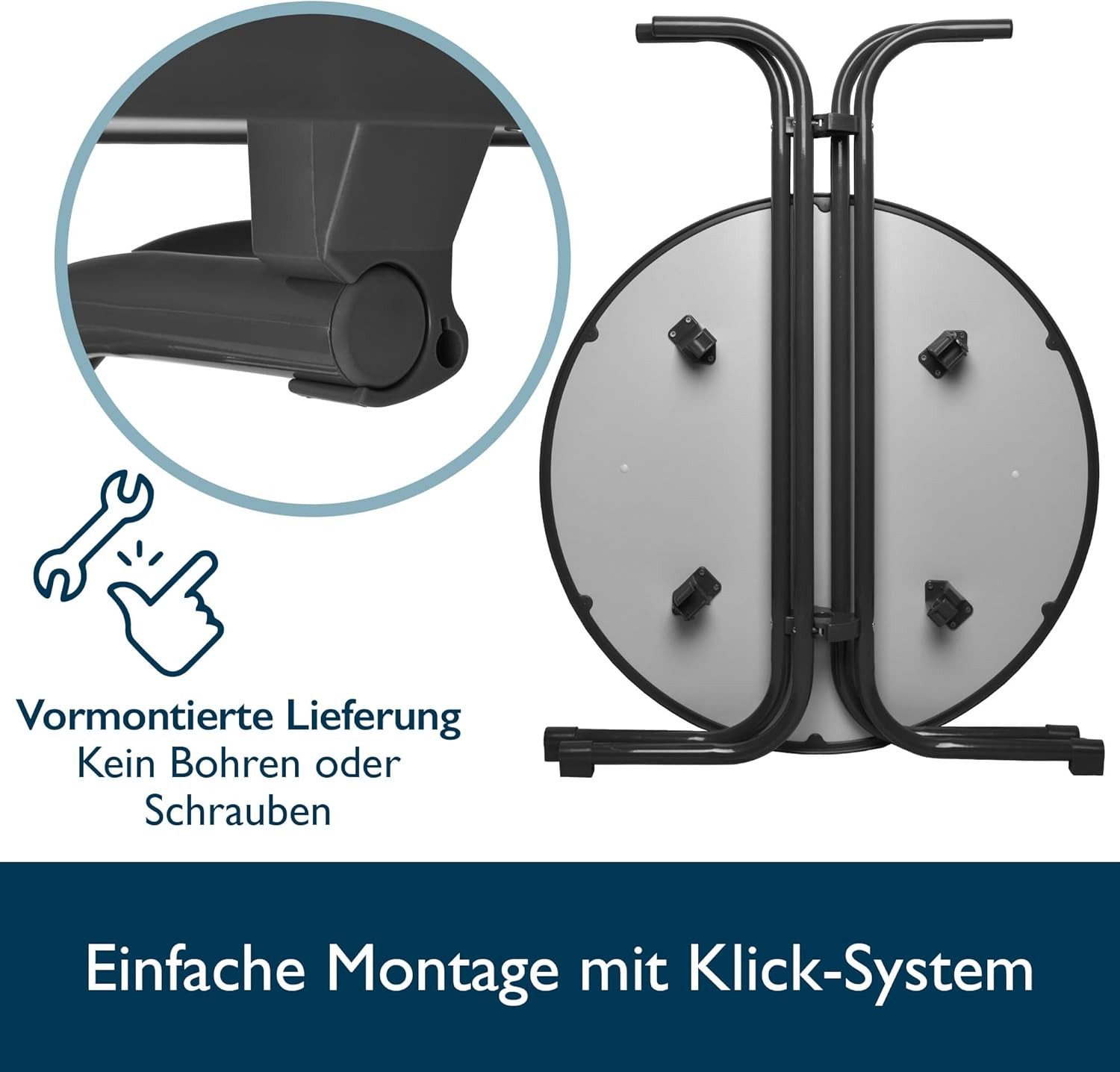 Beautissu Stehtisch Outdoor Stehtisch Bellini, klappbar, 2er Set, Ø80cm, Grau, wetterfest – kratzfest – Gastro-Qualität