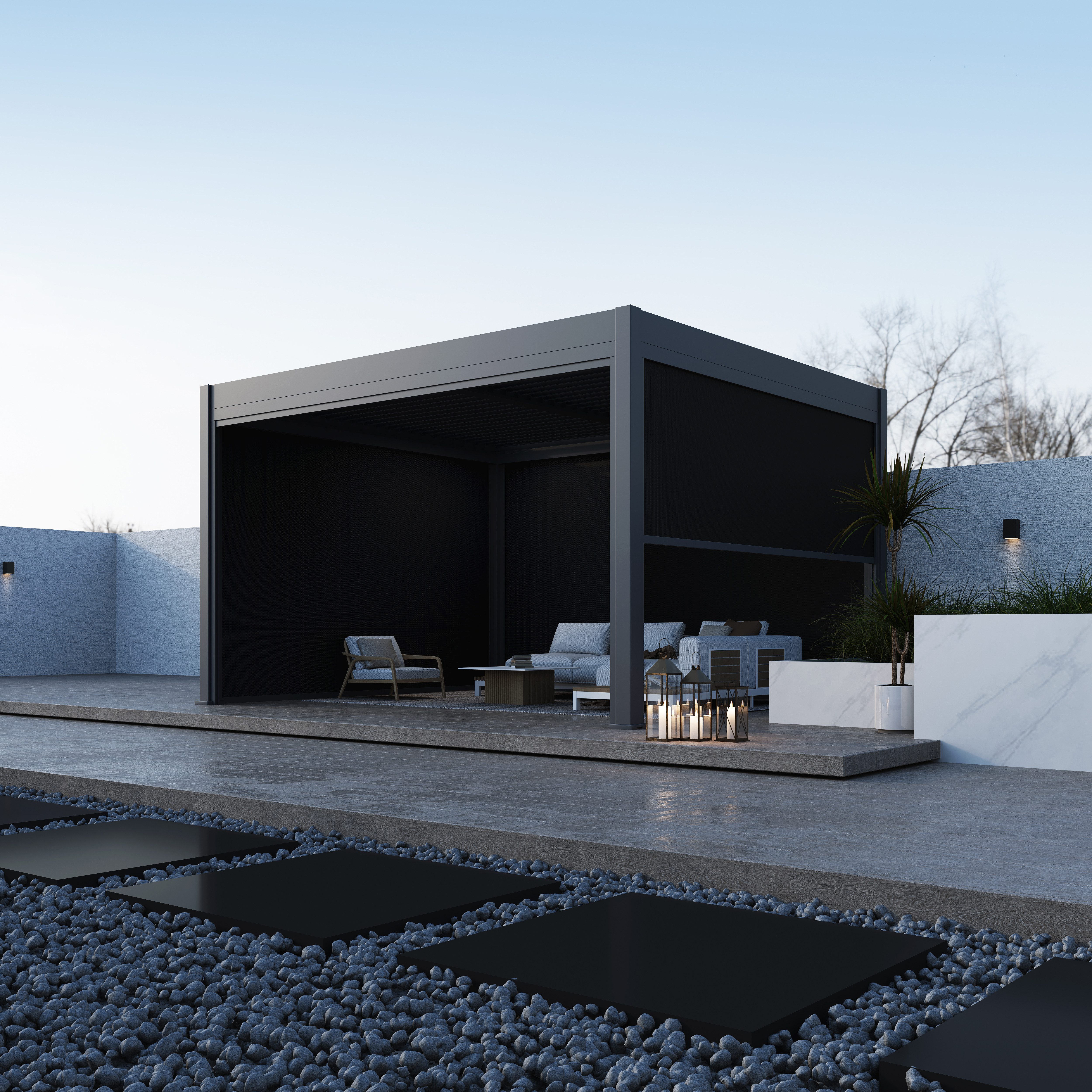 Paragon Pavillonseitenteil für Pergola Grand Tuscan 12 Grau, 340x237 cm
