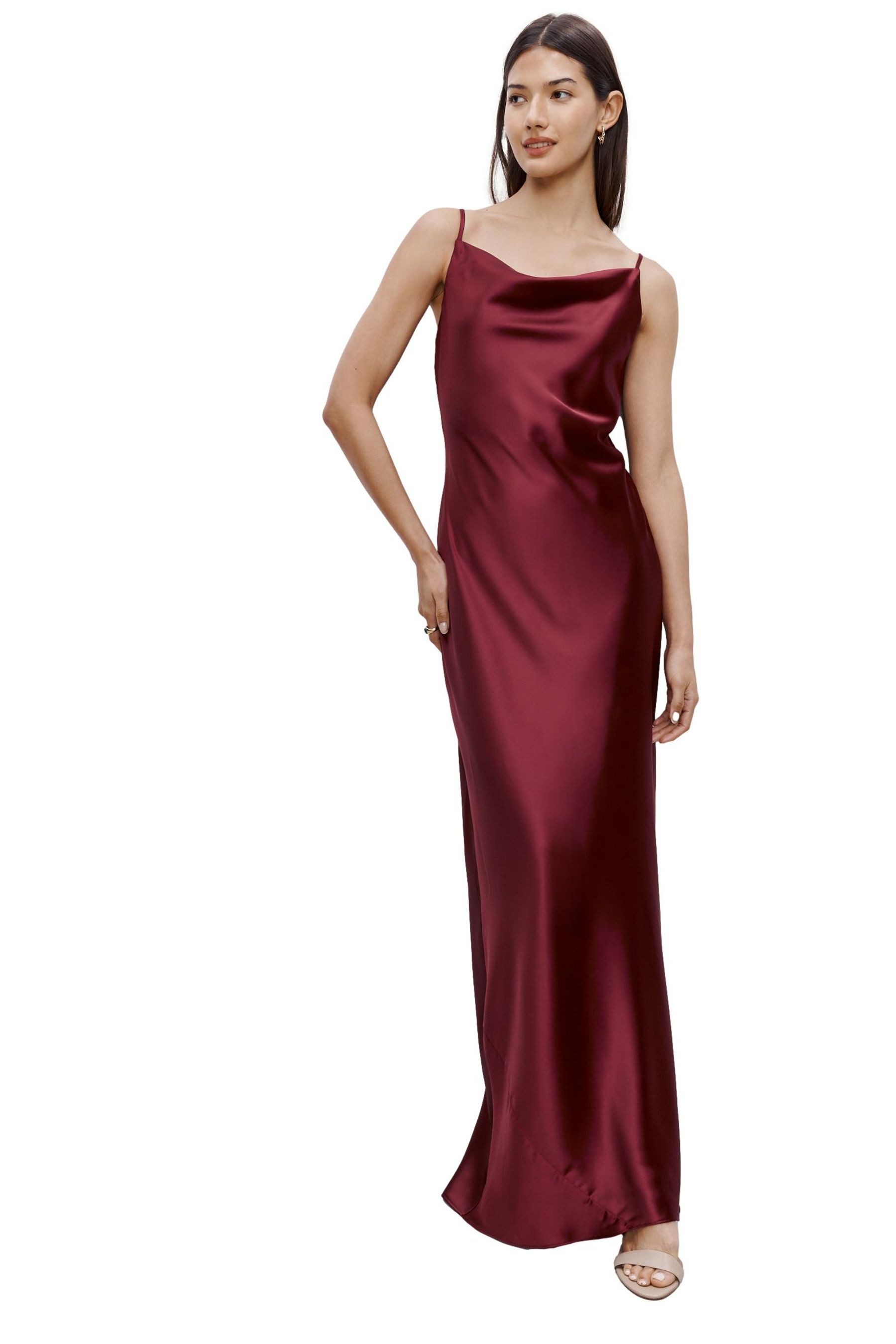 Next Satinkleid Langes Satin-Brautjungfernkleid Rückenausschnitt (1-tlg) günstig online kaufen