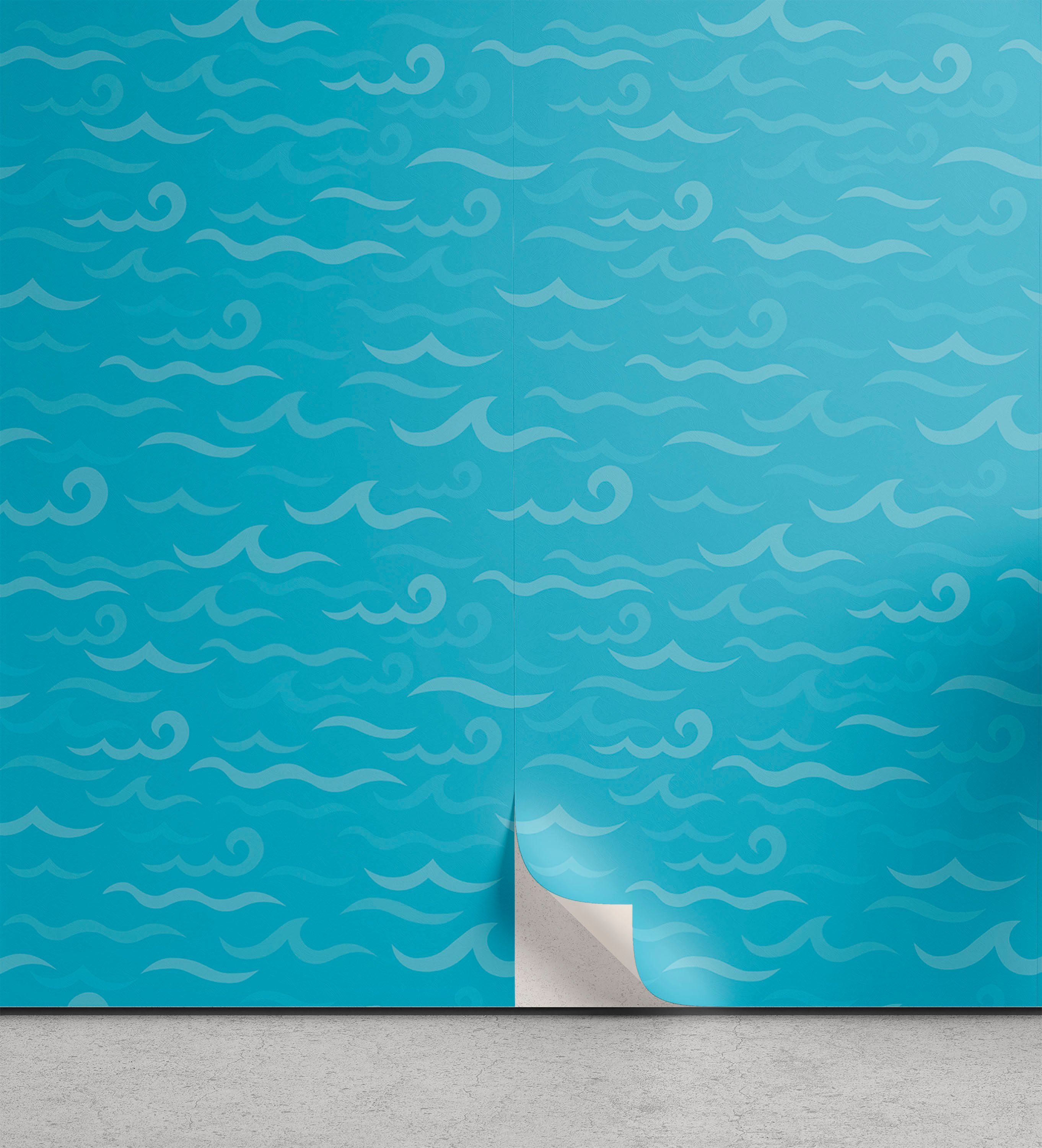 Abakuhaus Vinyltapete selbstklebendes Wohnzimmer Küchenakzent, Nautical Blau Simplistic Sea Waves