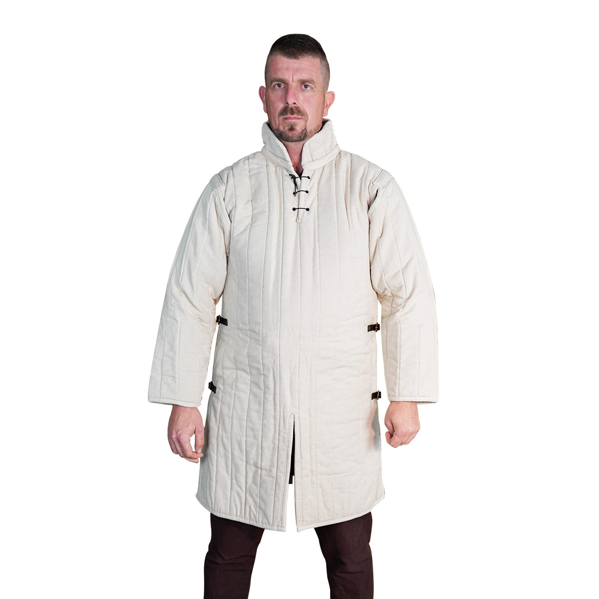 Ritter-Kostüm mittelalt. GambesonBaumwolle (Typ 3) mit seitl. Schnallen Natur, S
