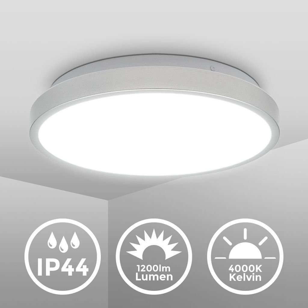B.K.Licht Deckenleuchte moderne LED Bad-Deckenlampe IP44 flach rund 29x7cm günstig online kaufen